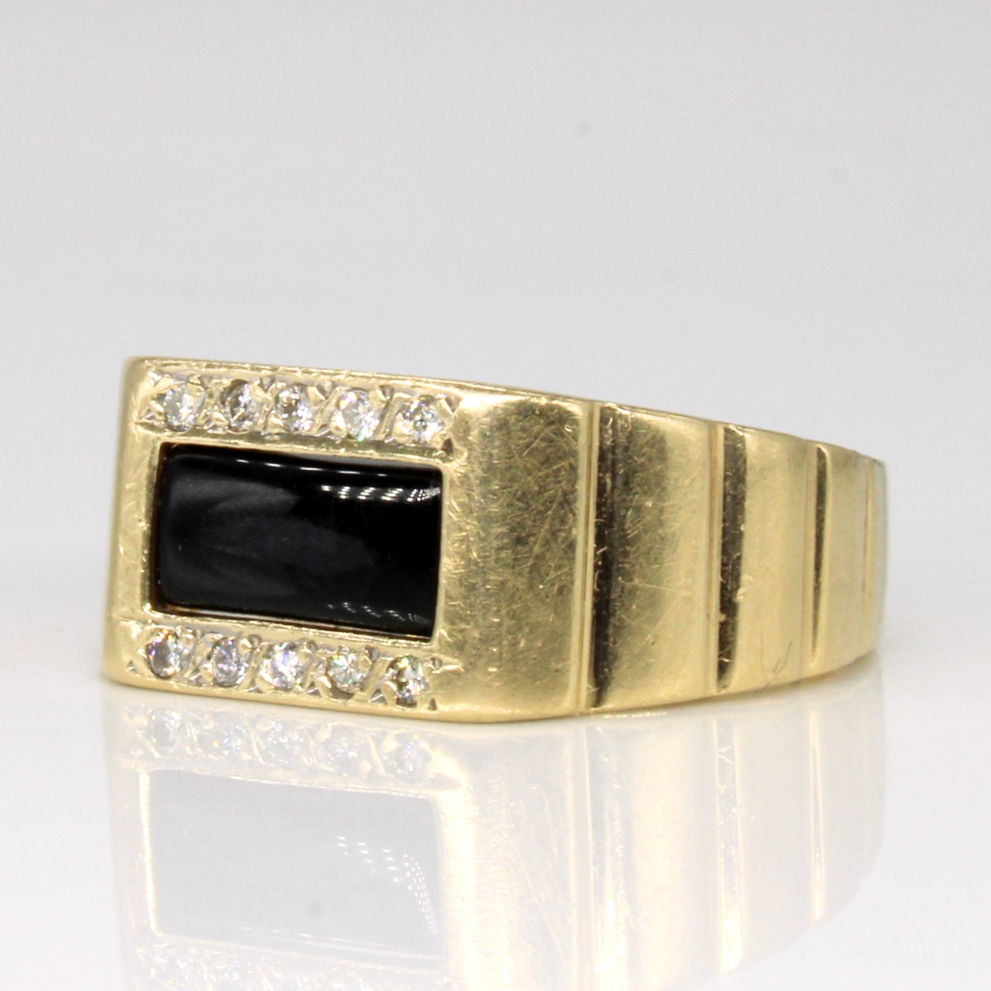 Onyx & Diamond Ring | 0.75ct, 0.10ctw | SZ 10.25 |
