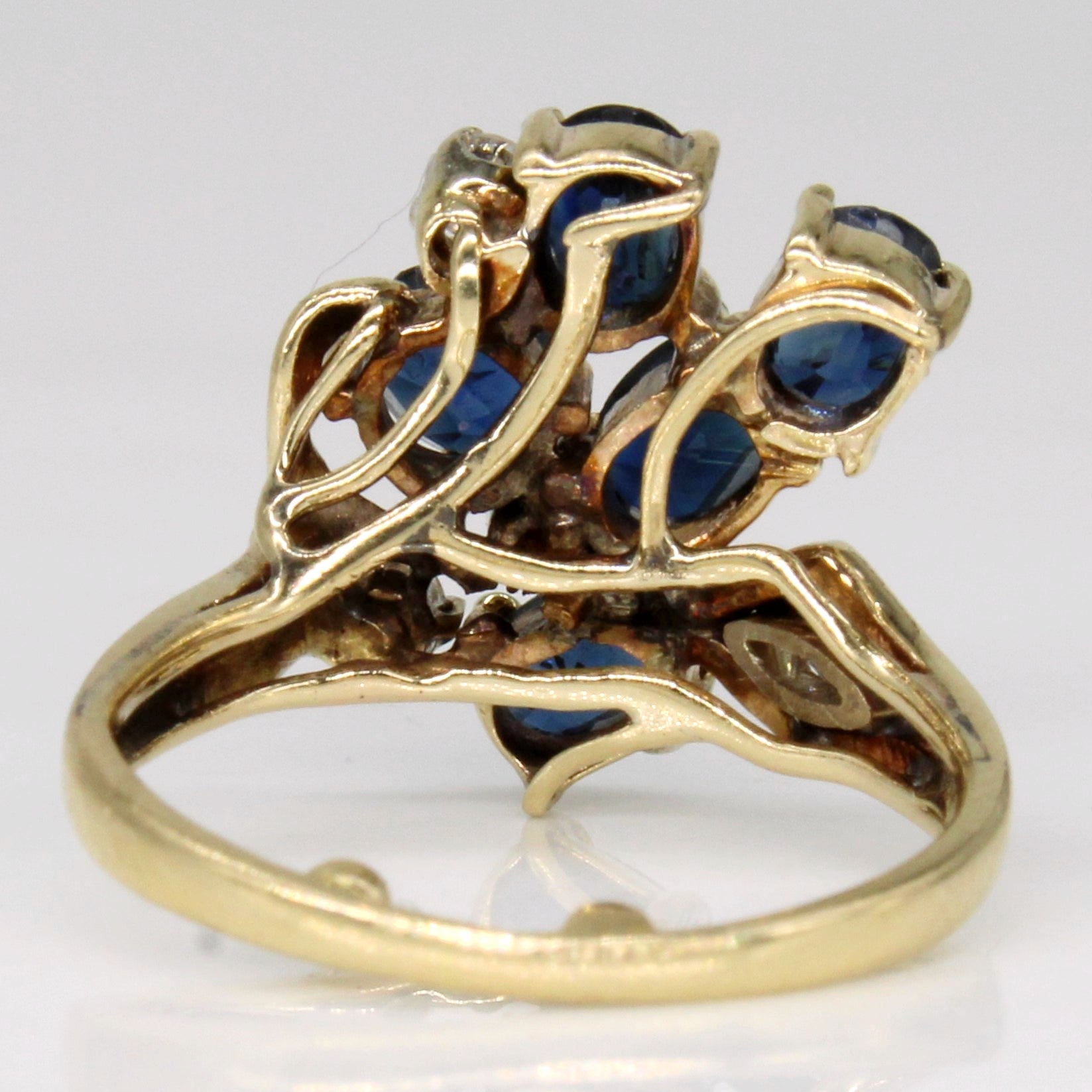 Sapphire & Diamond Cocktail 14k Ring | 1.1ctw, 0.15ctw | SZ 4 |