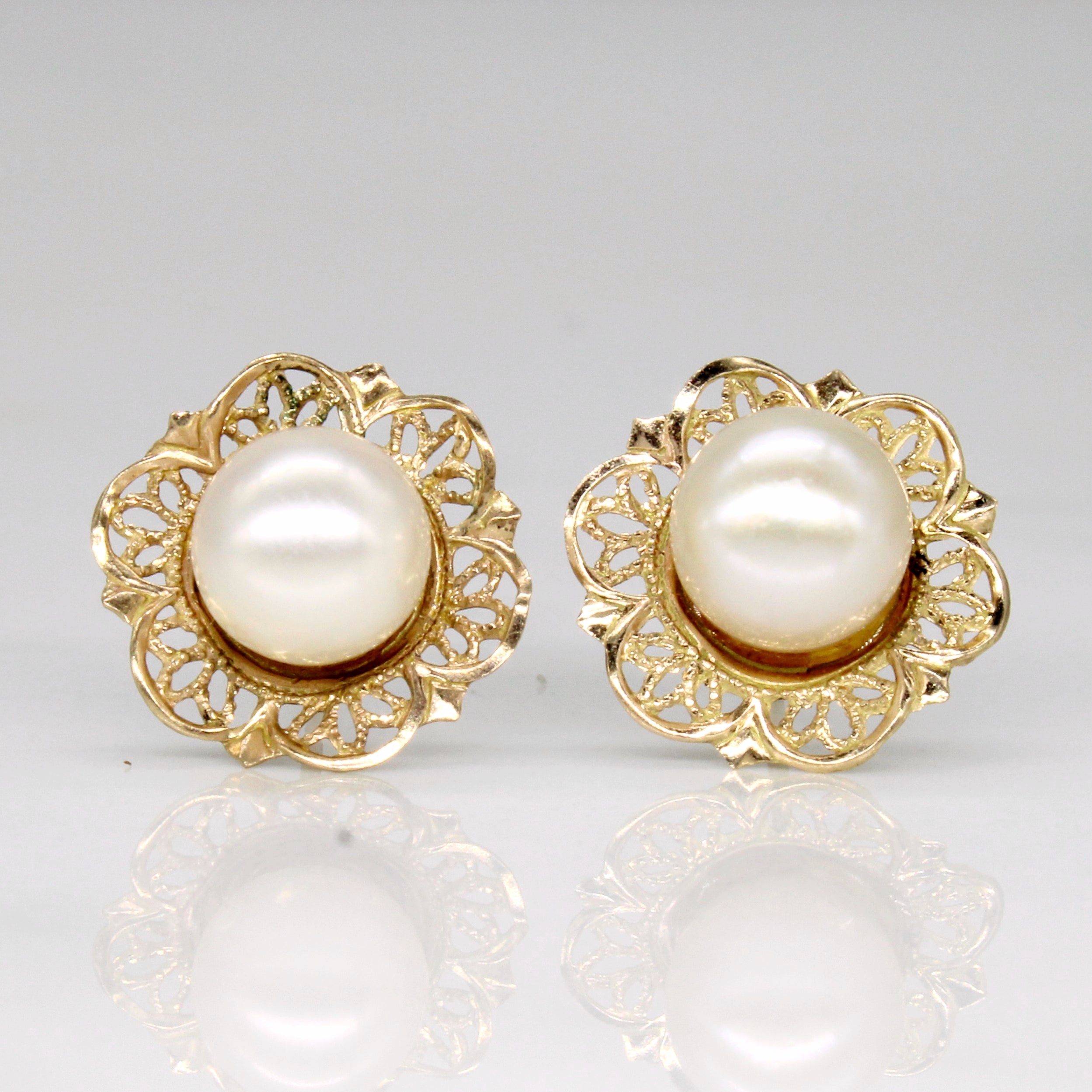 Pearl Flower 14k Earrings