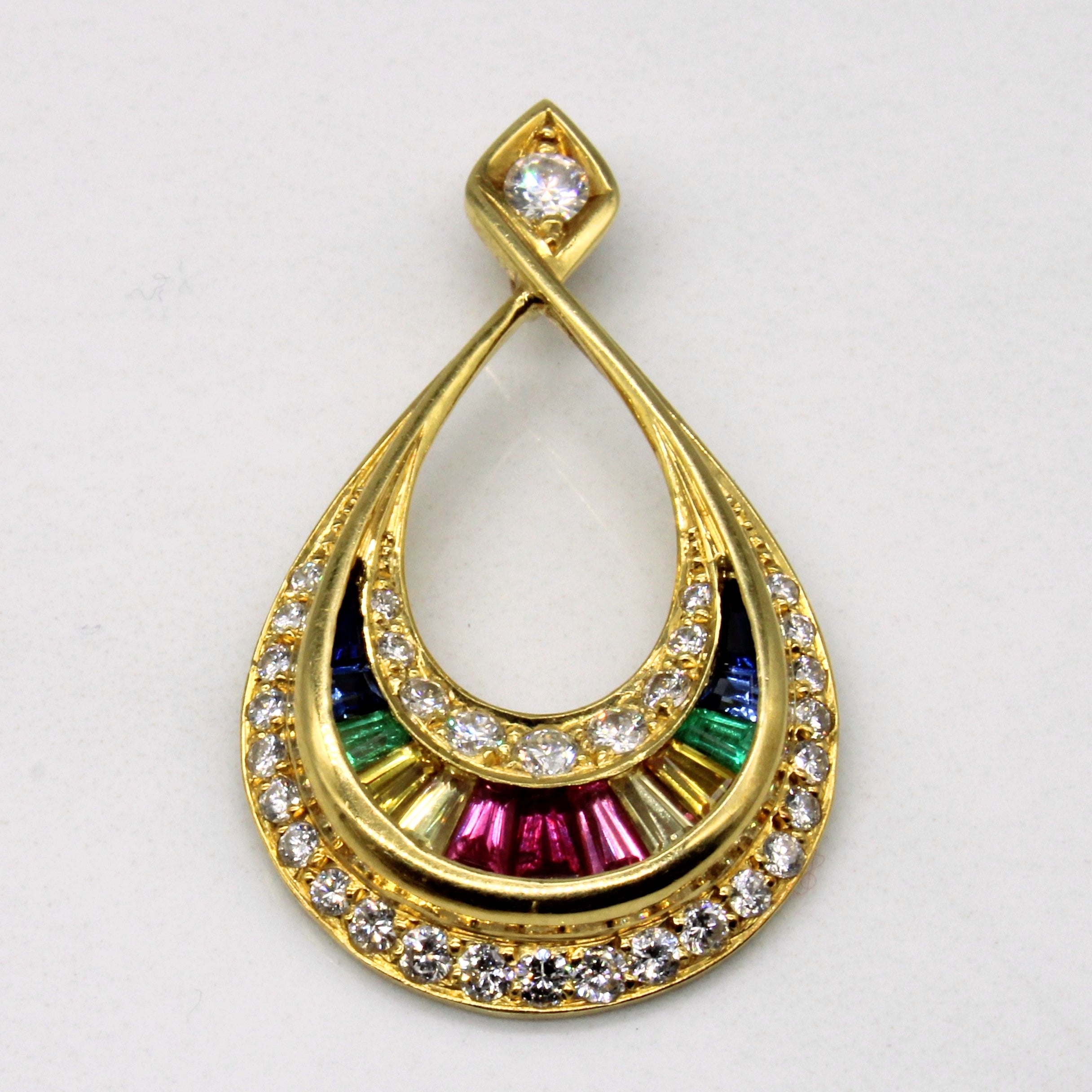 Pendentif en forme de larme orné de plusieurs pierres précieuses | 1,29 ct |