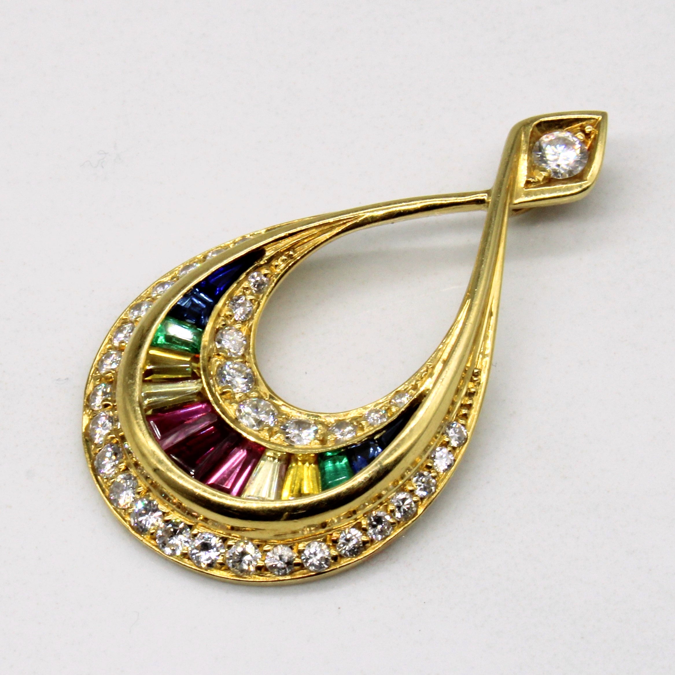 Pendentif en forme de larme orné de plusieurs pierres précieuses | 1,29 ct |