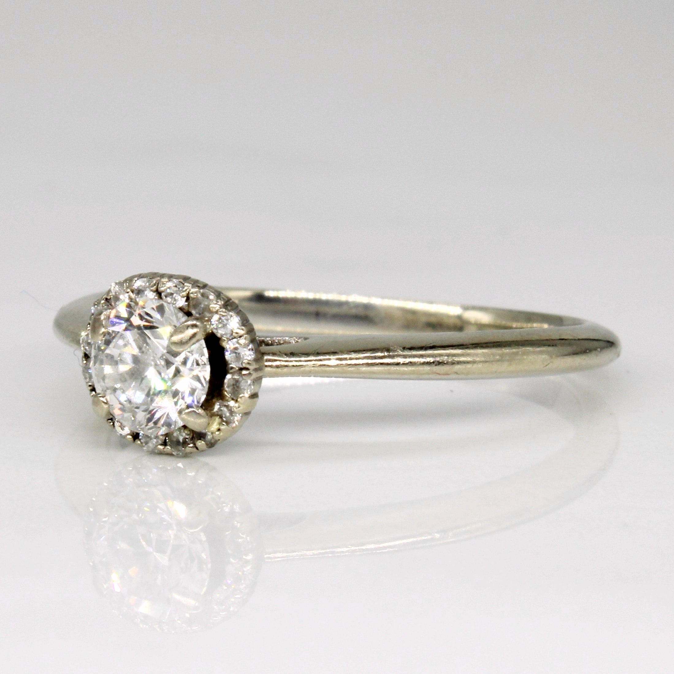 Bague halo diamant | 0,61 ct | Taille 8,75 |