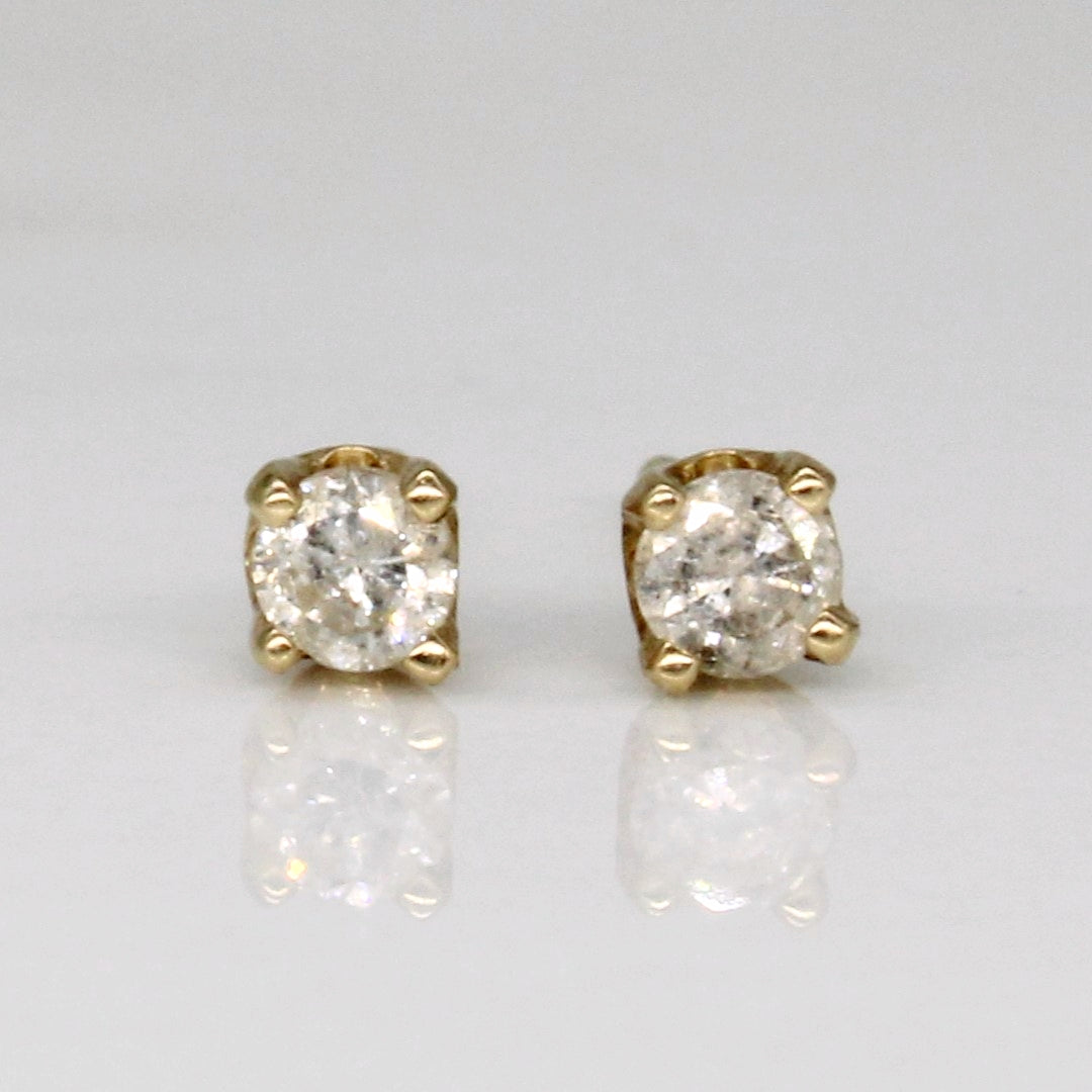 Boucles d'oreilles puces en or 14 carats avec diamants | 0,12 ct au total |
