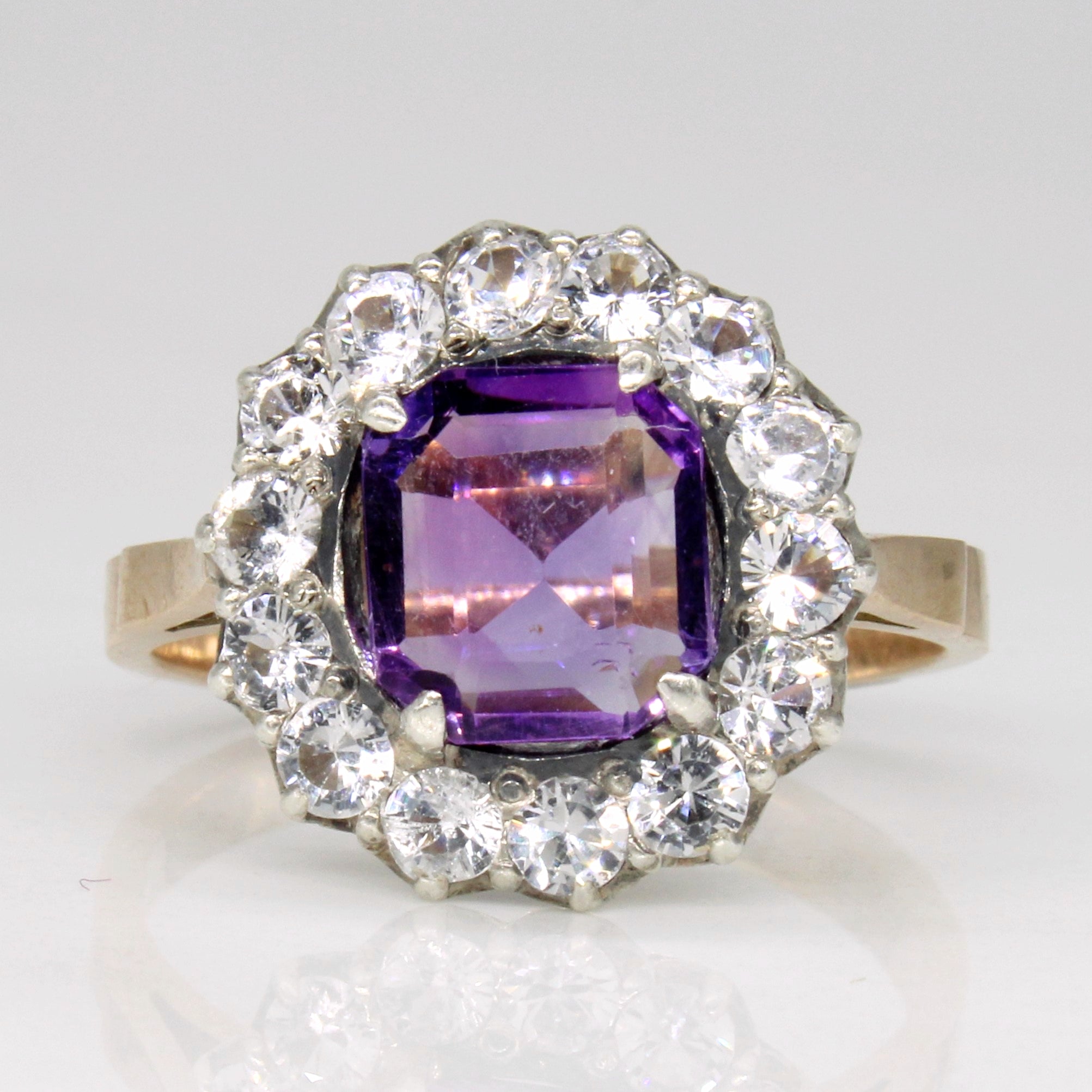 Bague cocktail en améthyste et saphir synthétique | 1,55 ct, 0,56 ct au total | Taille 7 |