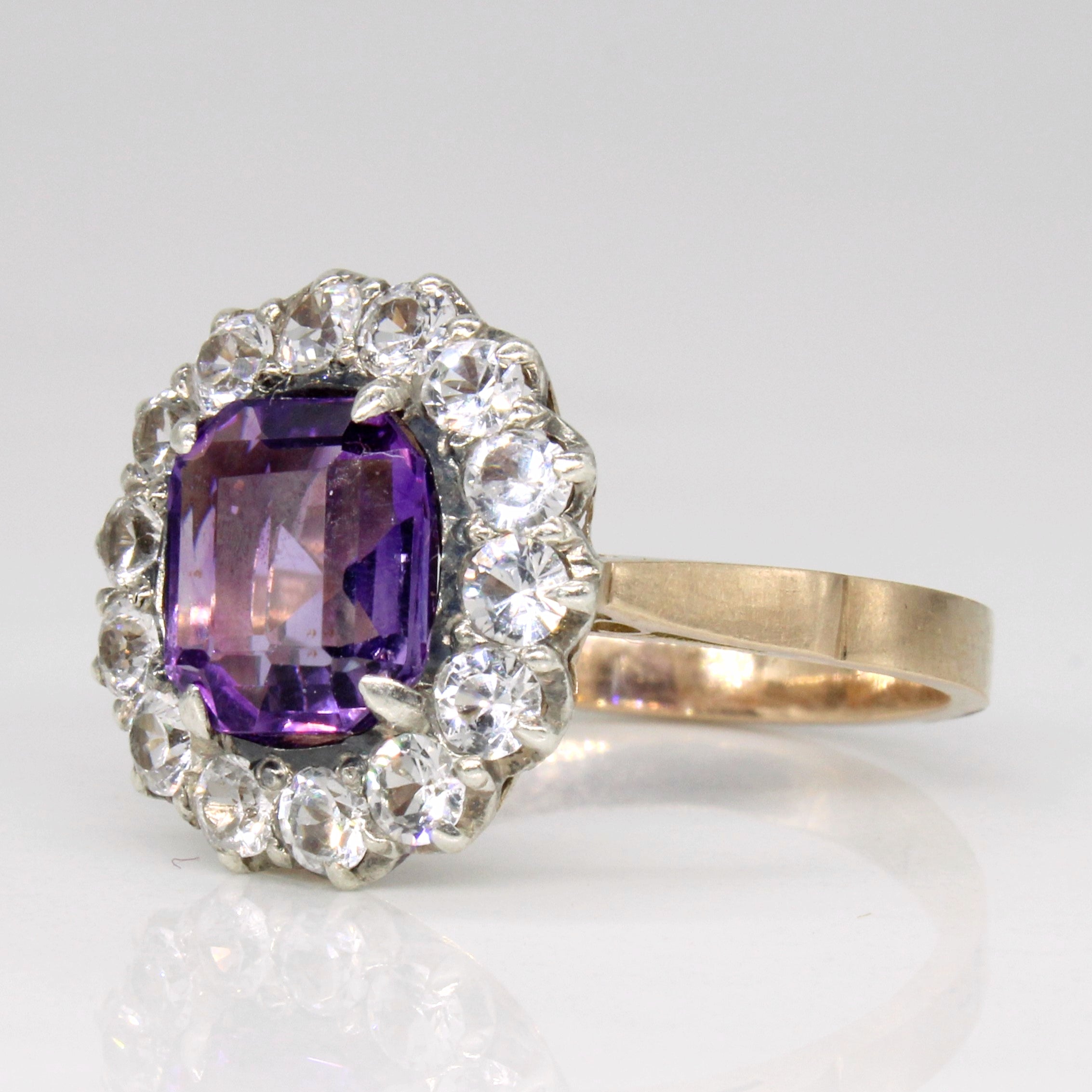 Bague cocktail en améthyste et saphir synthétique | 1,55 ct, 0,56 ct au total | Taille 7 |