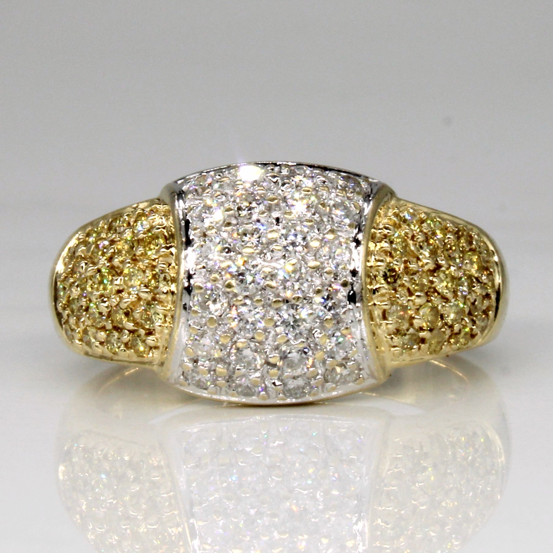 Two Tone Diamond Cluster Ring | 0.81ctw | SZ 6.5 |