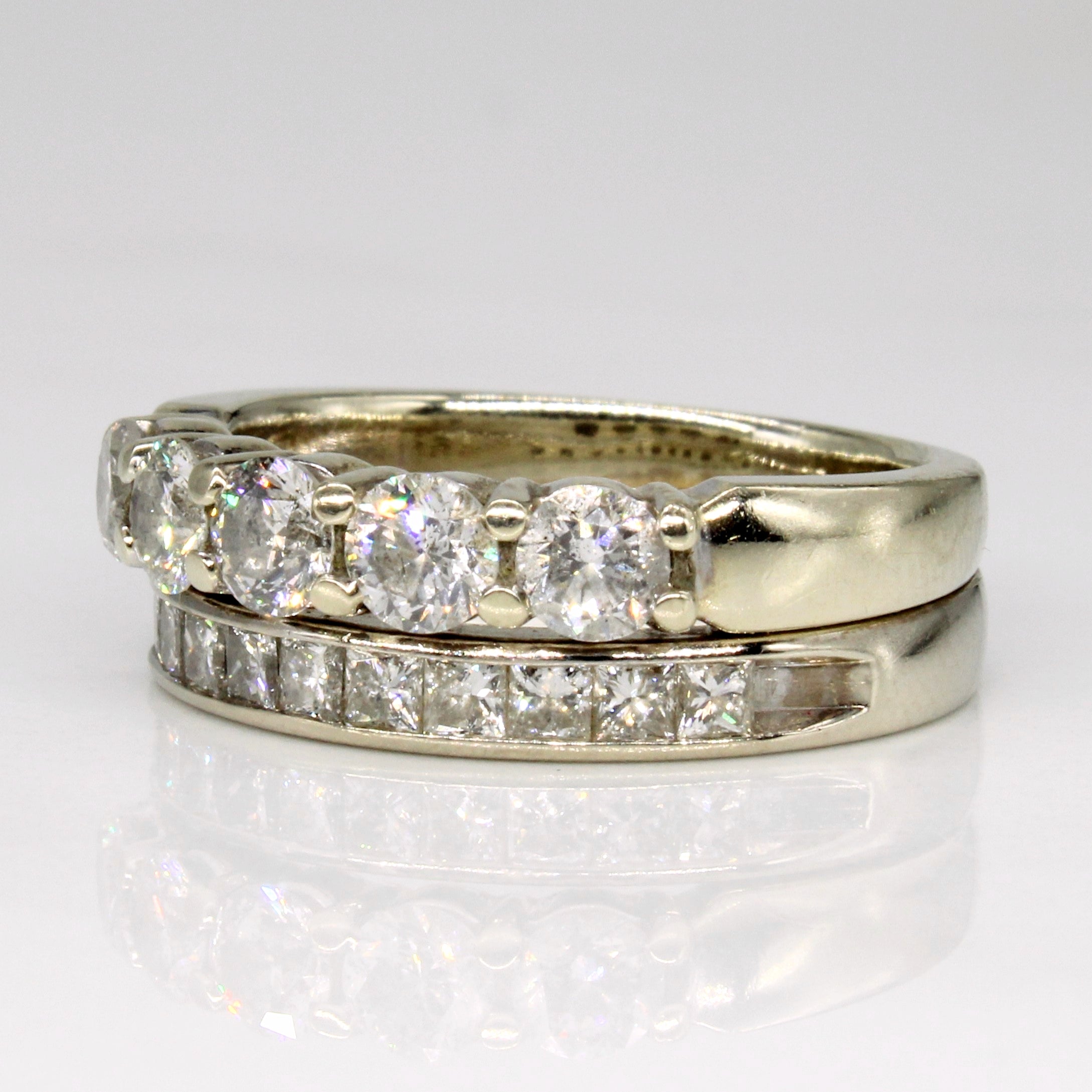 Diamond Soldered Engagement & Wedding 14k Ring Set | 1.08ctw | SZ 6 |