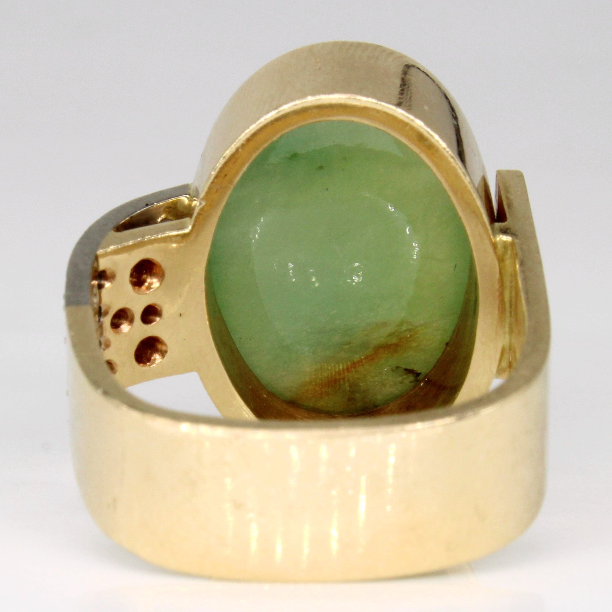 Jadeite & Diamond Cocktail 14k Ring | 9.85ct, 0.40ctw | SZ 8.25 |