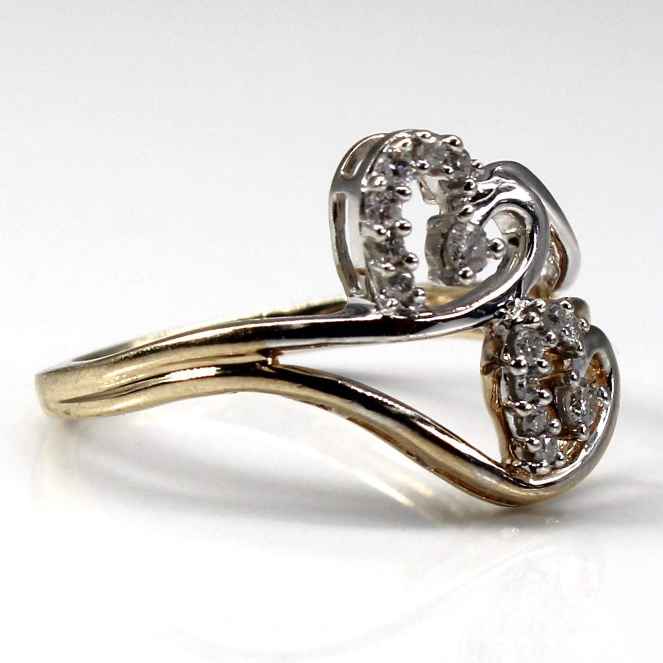 Bypass Double Heart Diamond Ring | 0.16ctw | SZ 5.25 |