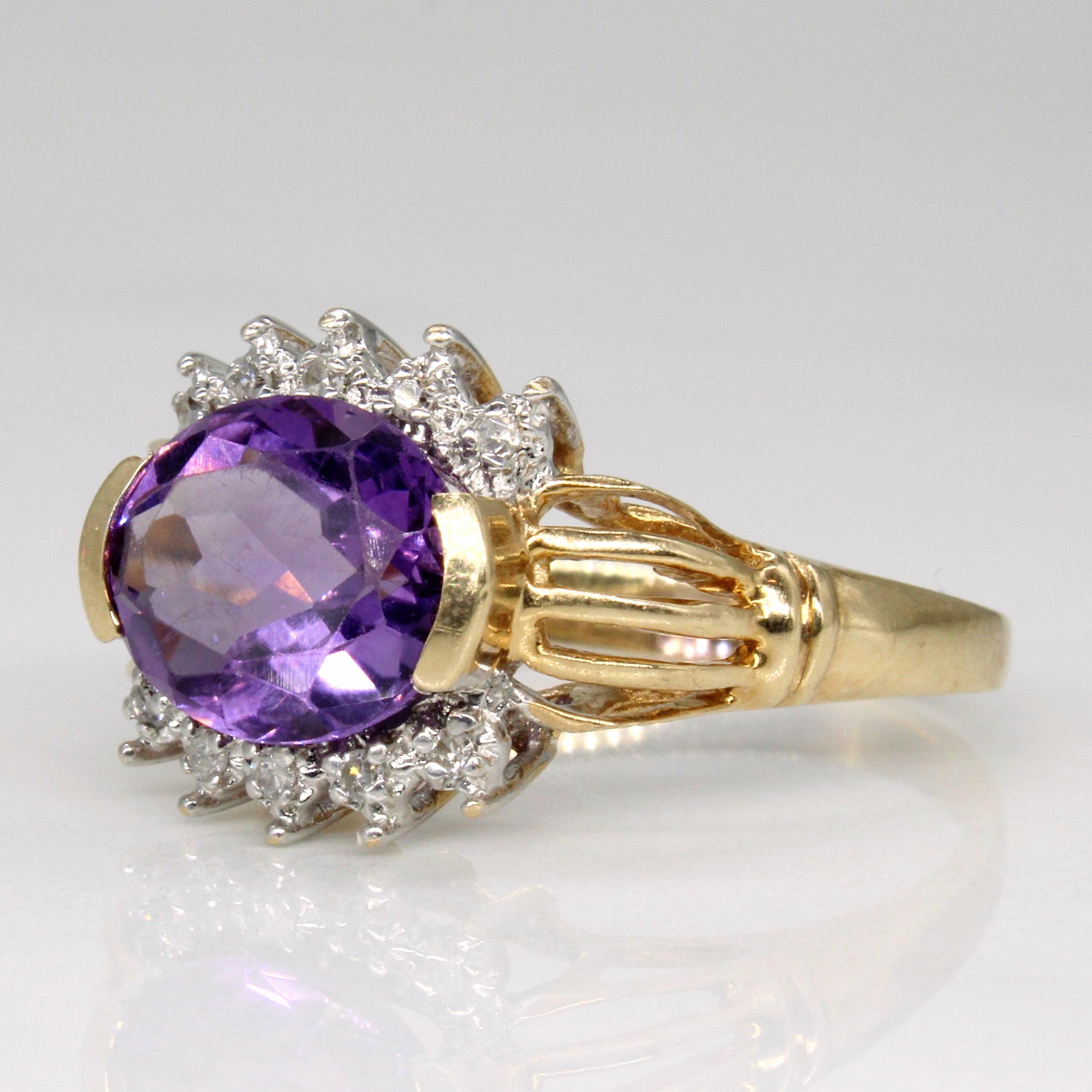 Amethyst & Diamond Cocktail Ring | 2.00ct, 0.07ctw | SZ 7.25 |