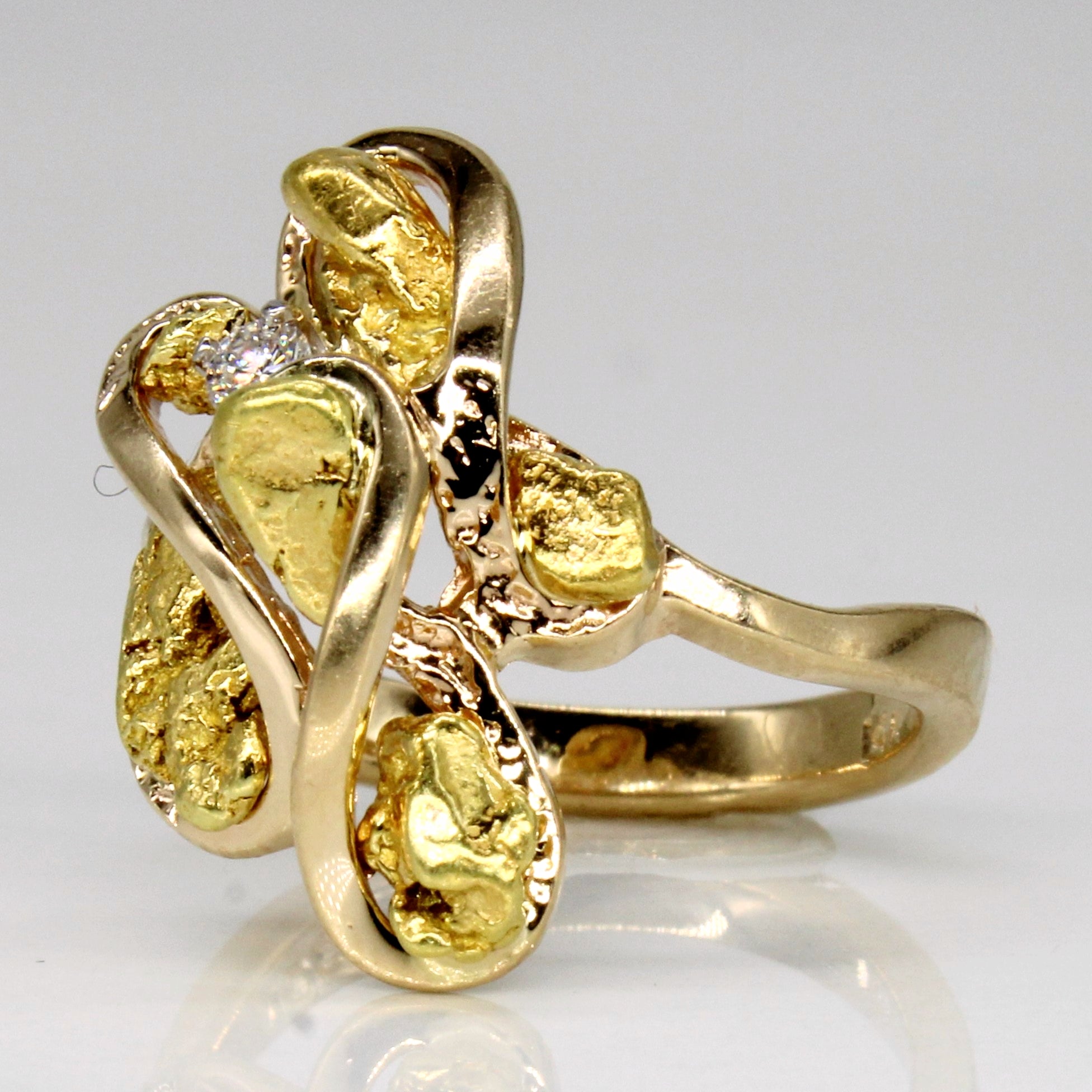 Diamond & Nugget Freeform 14k Ring | 0.05ct | SZ 7 |