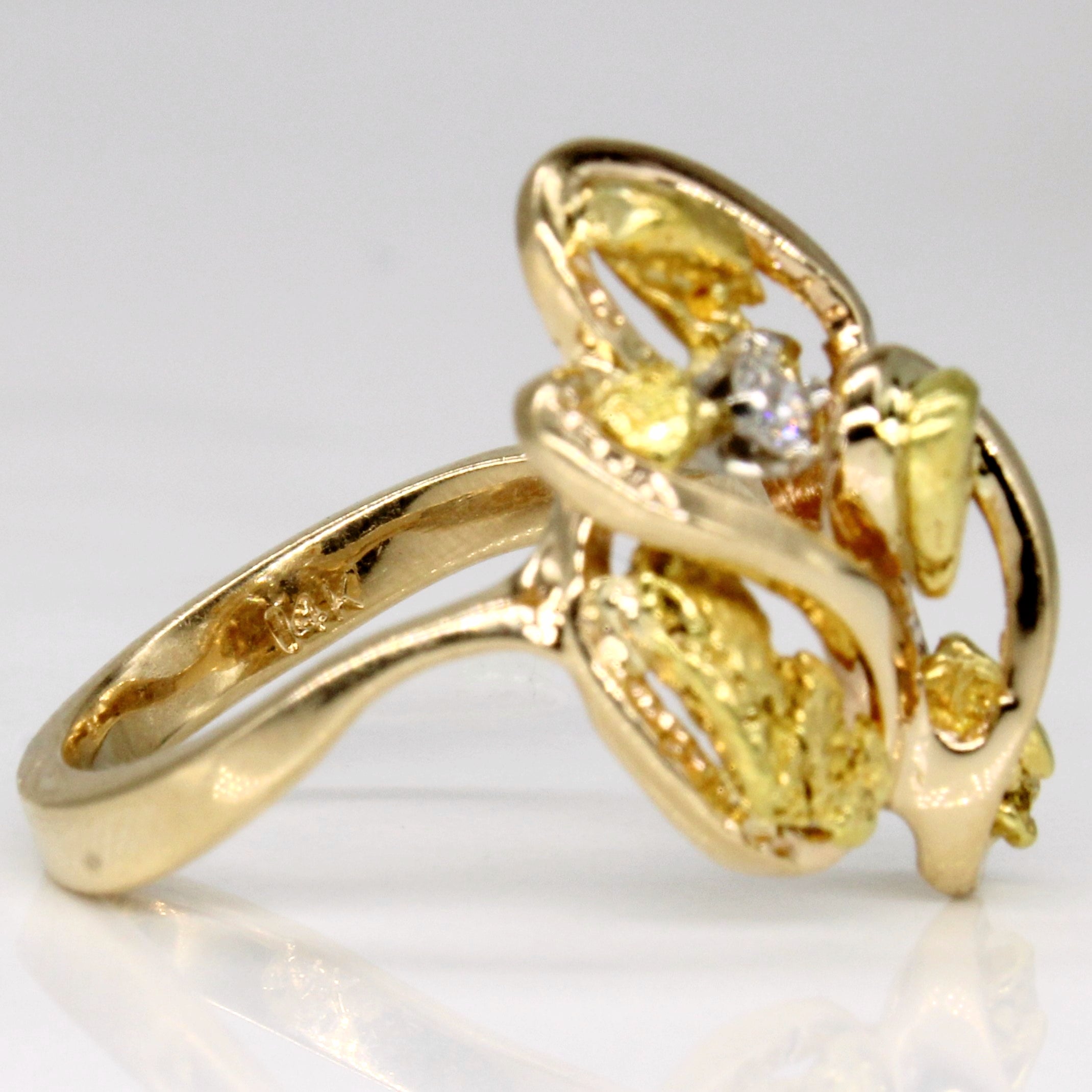 Diamond & Nugget Freeform 14k Ring | 0.05ct | SZ 7 |