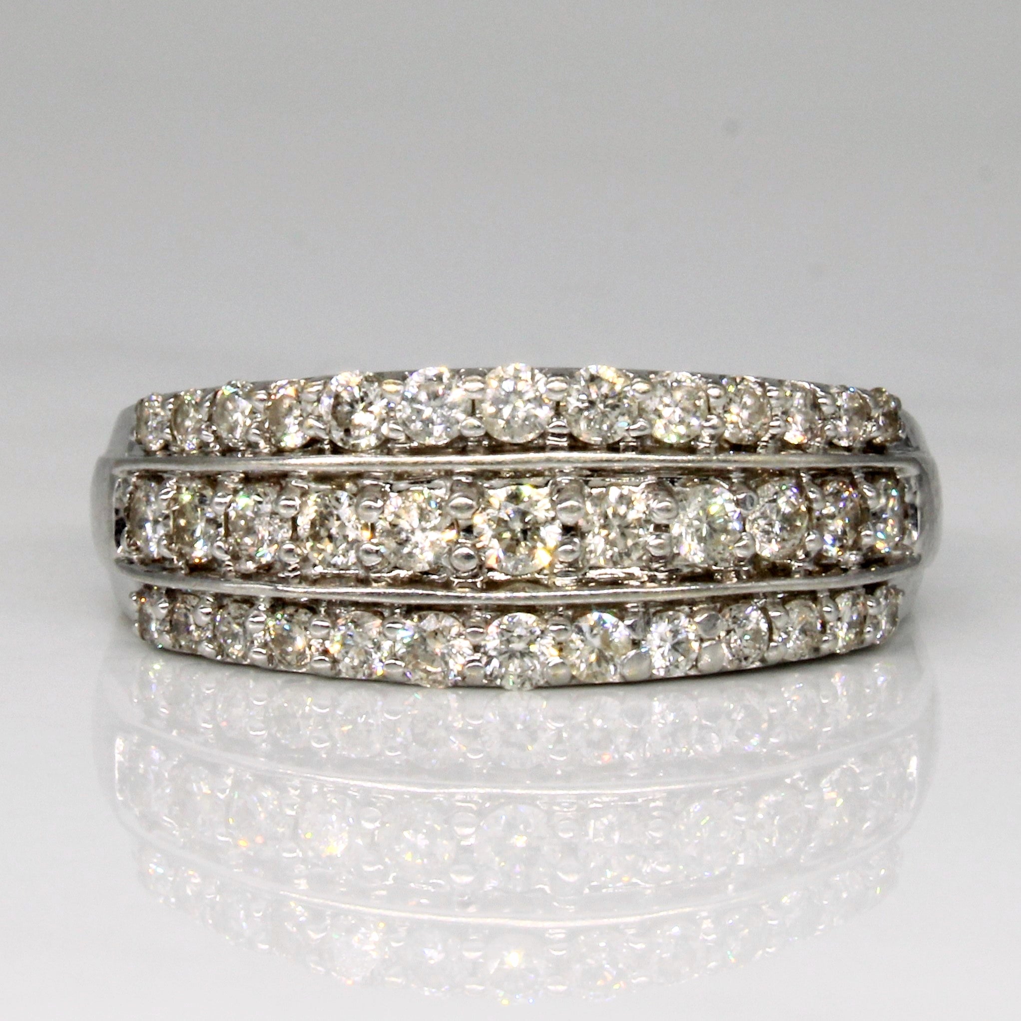 Three Row Diamond Ring | 0.86ctw | SZ 9.5 |