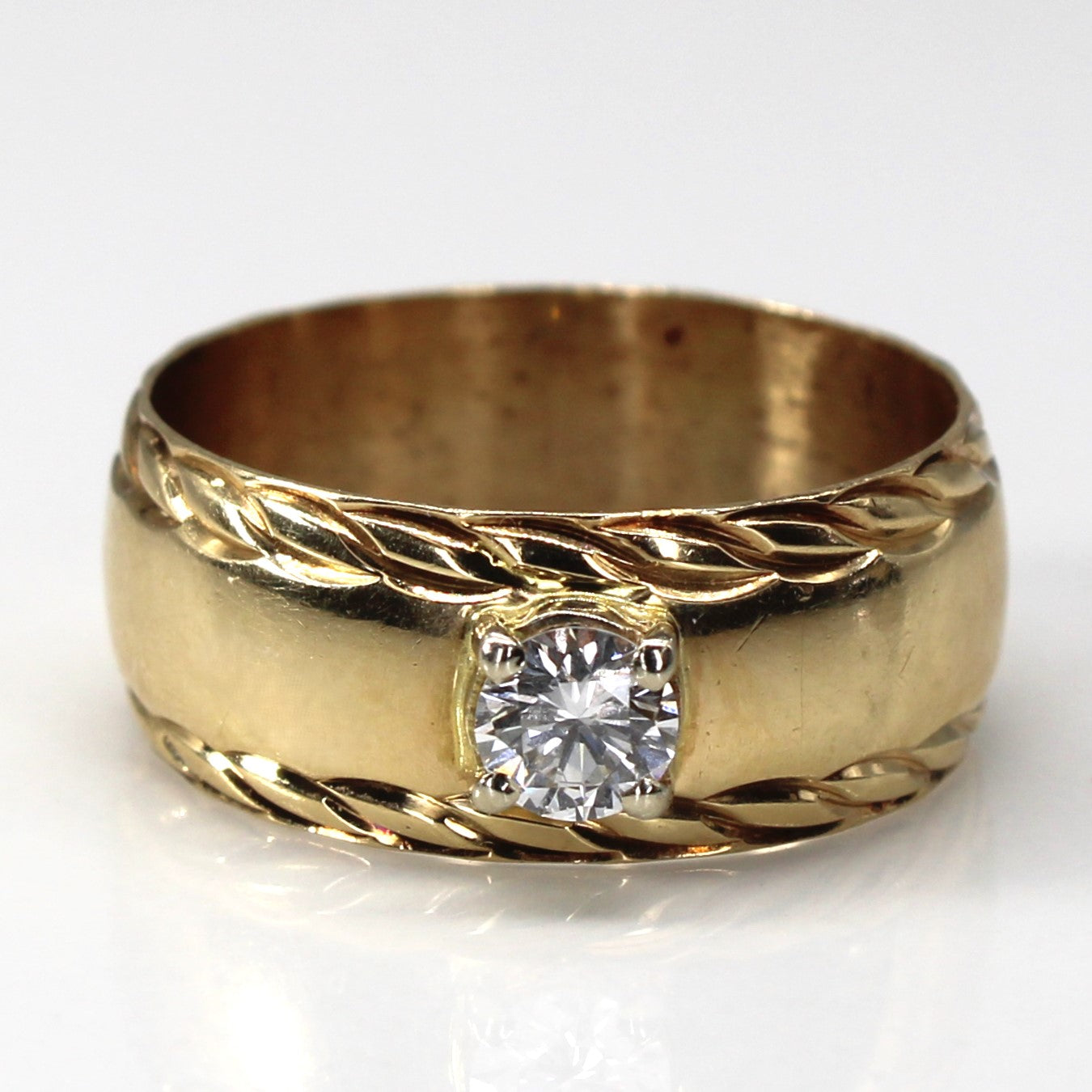 Solitaire Diamond Gold Band | 0.26ct | SZ 7 |