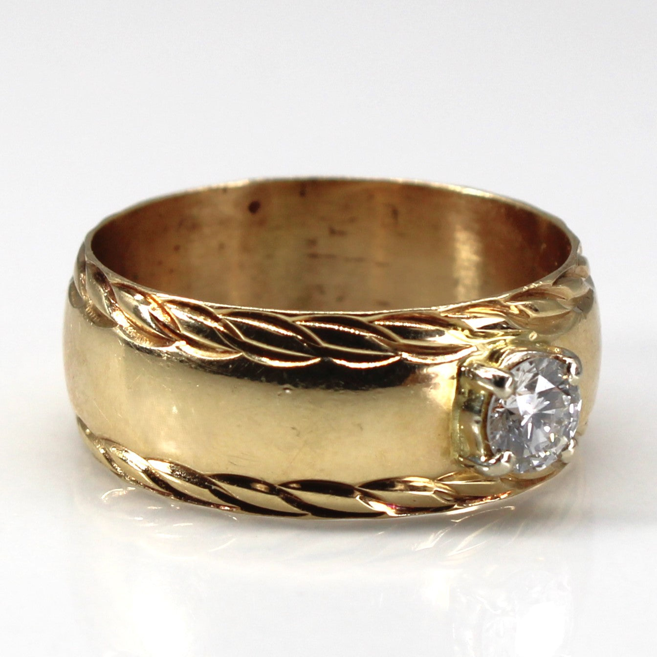 Solitaire Diamond Gold Band | 0.26ct | SZ 7 |