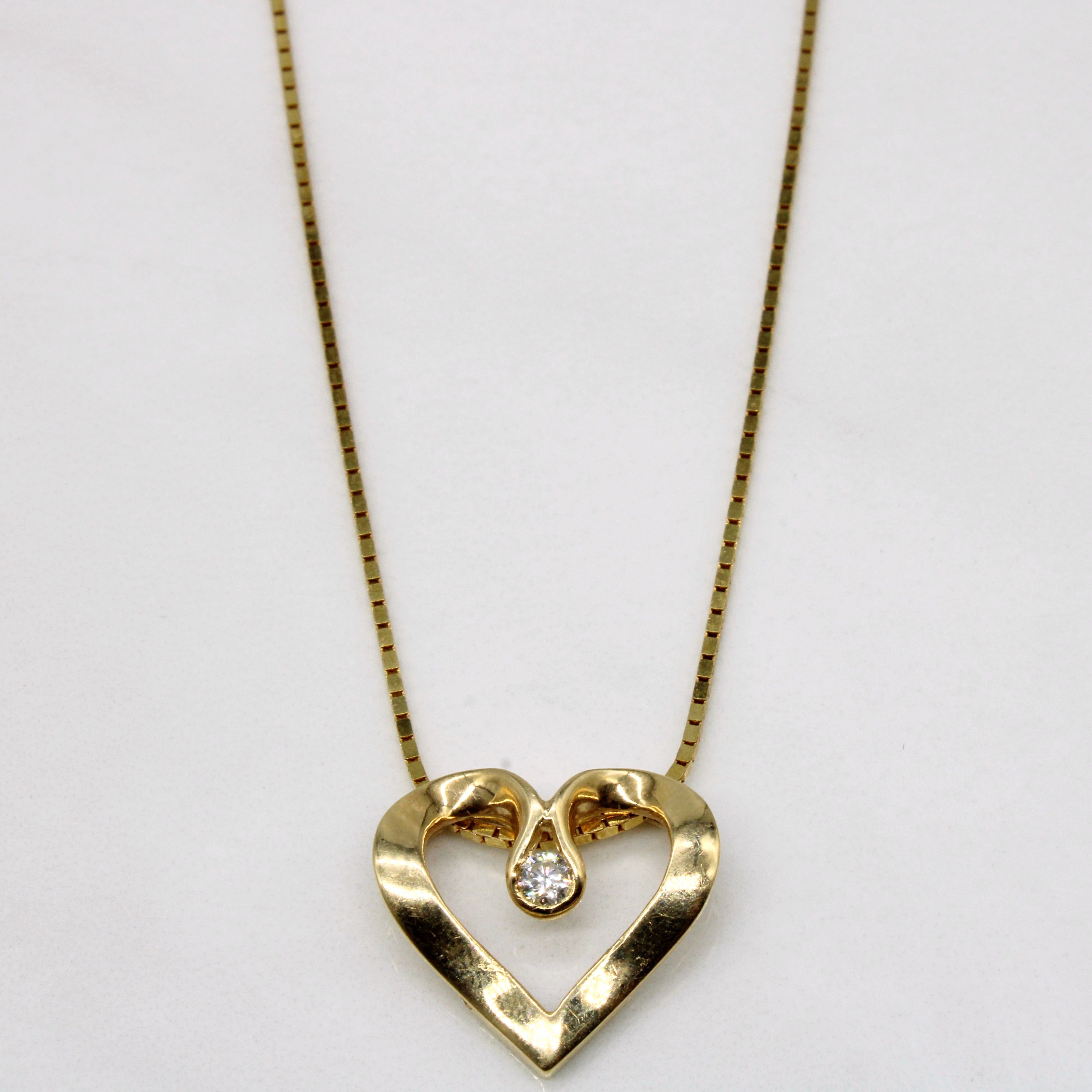 Diamond Heart Pendant & 14k Necklace | 0.05ct | 16" |