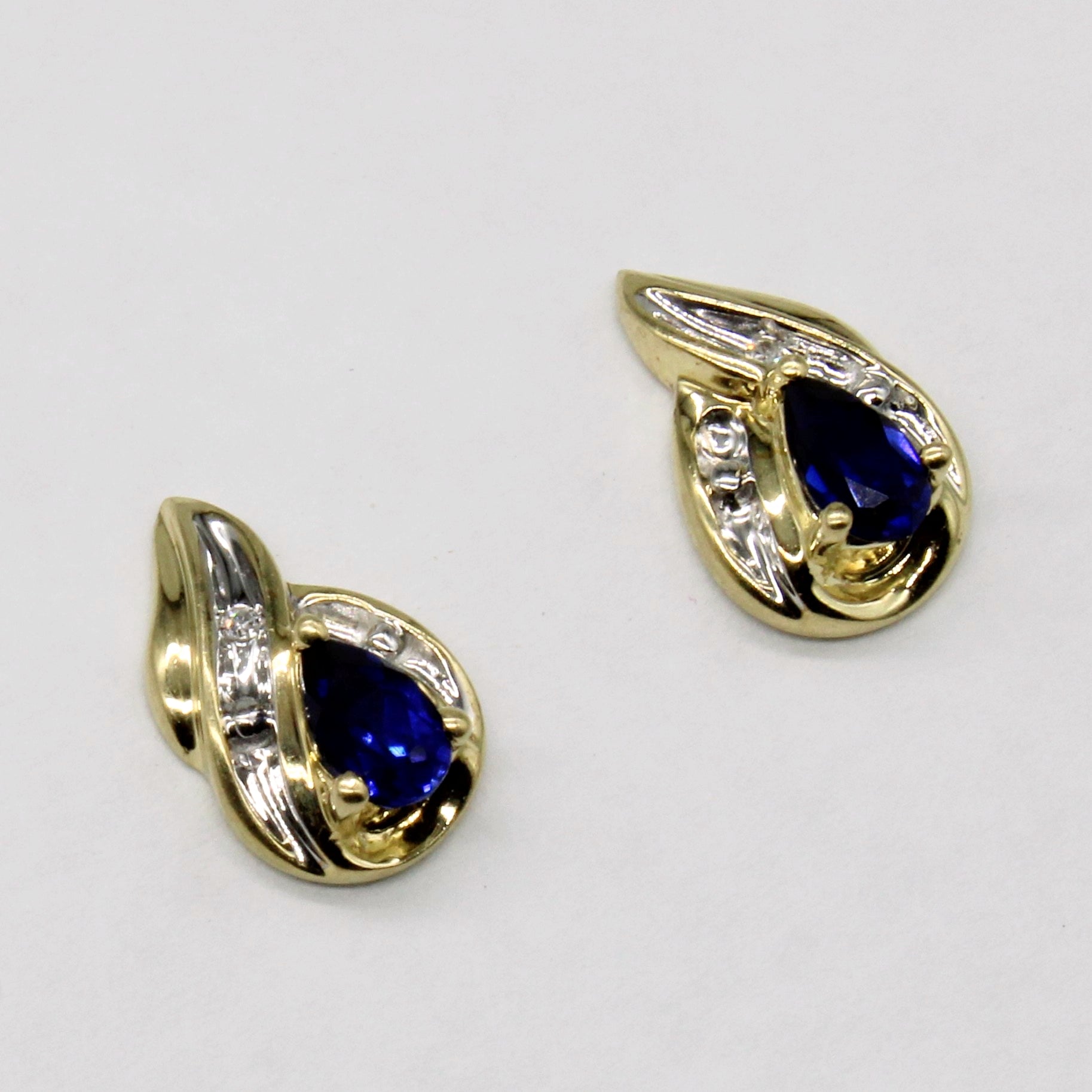 Sapphire & Diamond 10k Earrings | 0.44ctw 0.01ctw |