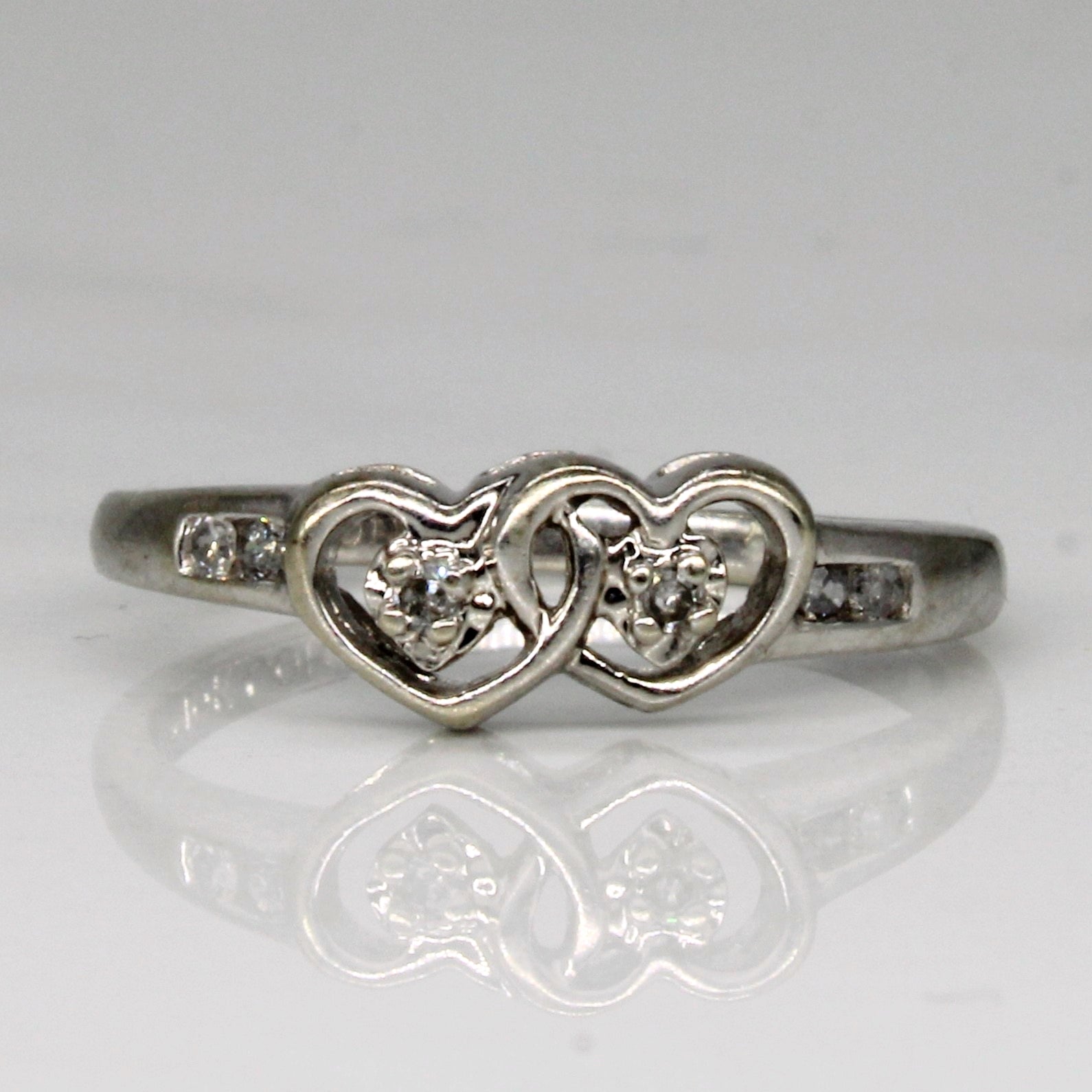 Diamond Twin Heart Ring | 0.03ctw | SZ 5 |