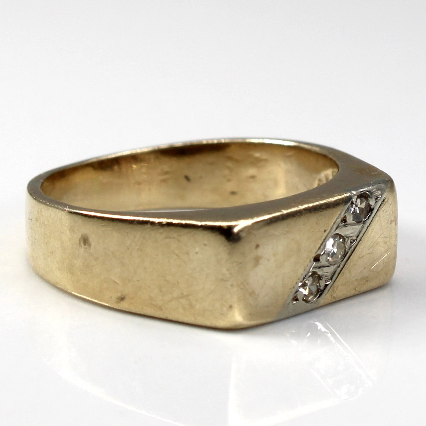 Three Stone Diamond Signet Ring | 0.07ctw | SZ 7.75 |