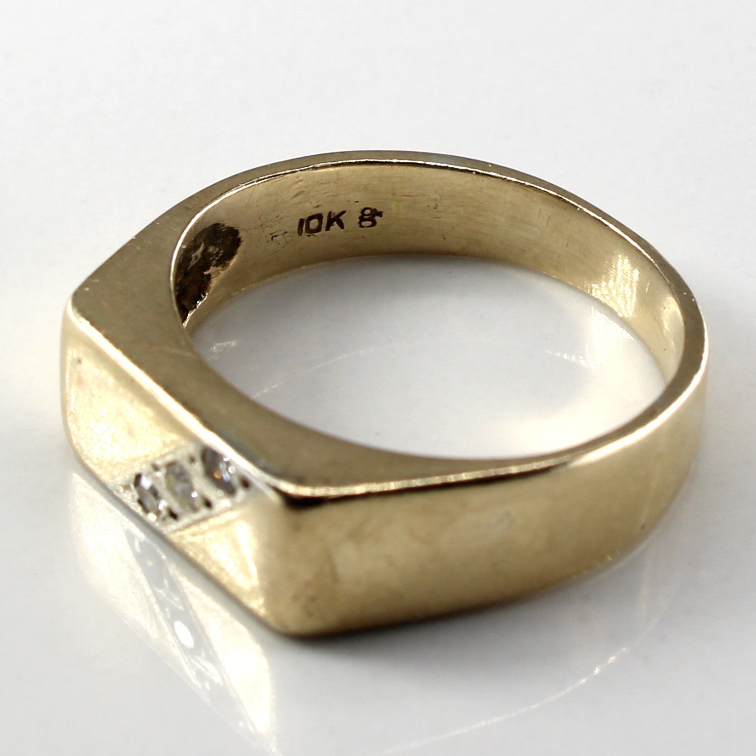 Three Stone Diamond Signet Ring | 0.07ctw | SZ 7.75 |