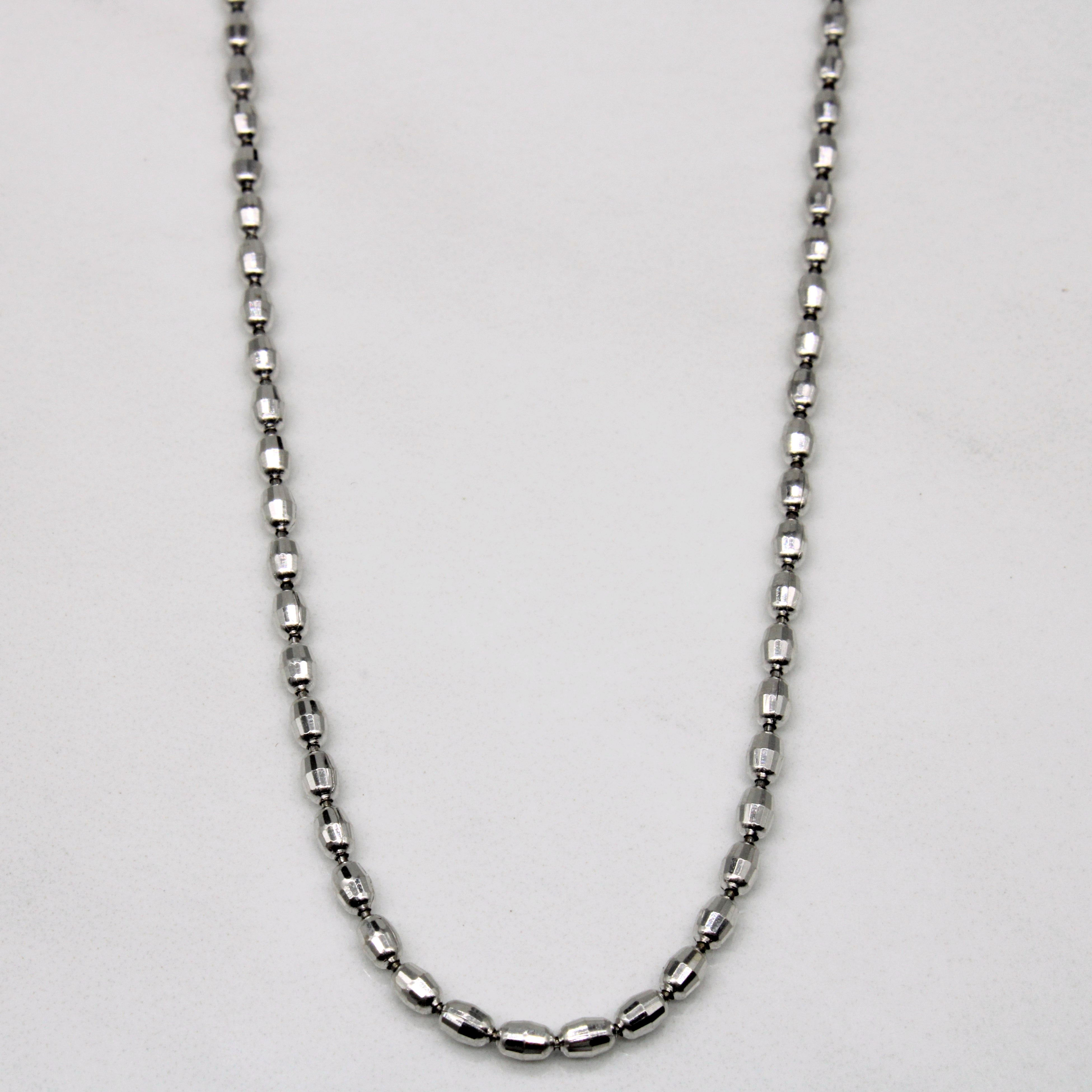 14k White Gold Bead Chain | 16.5" |