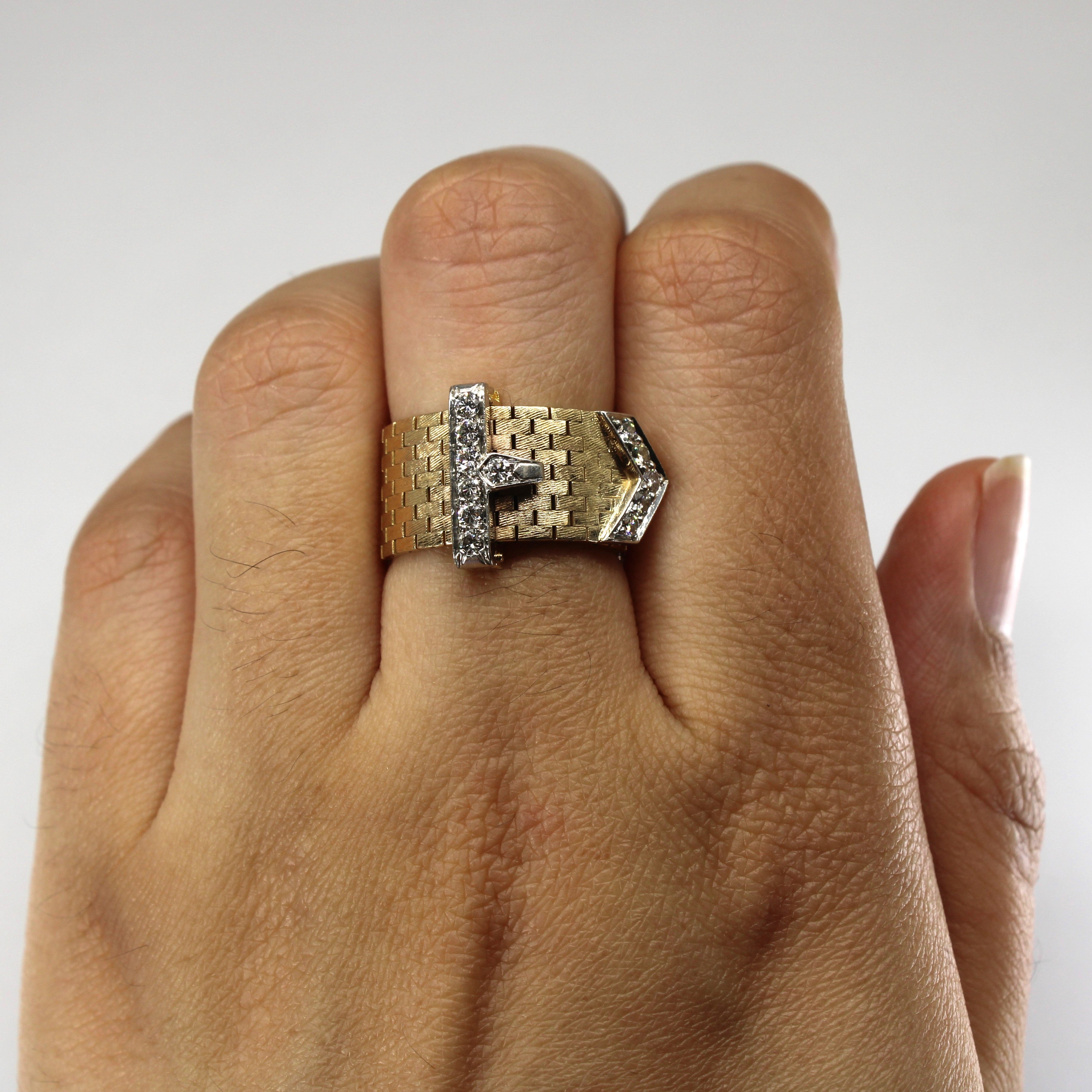 Bague en or avec boucle en diamant | 0,30 ct | Taille 7,75 |