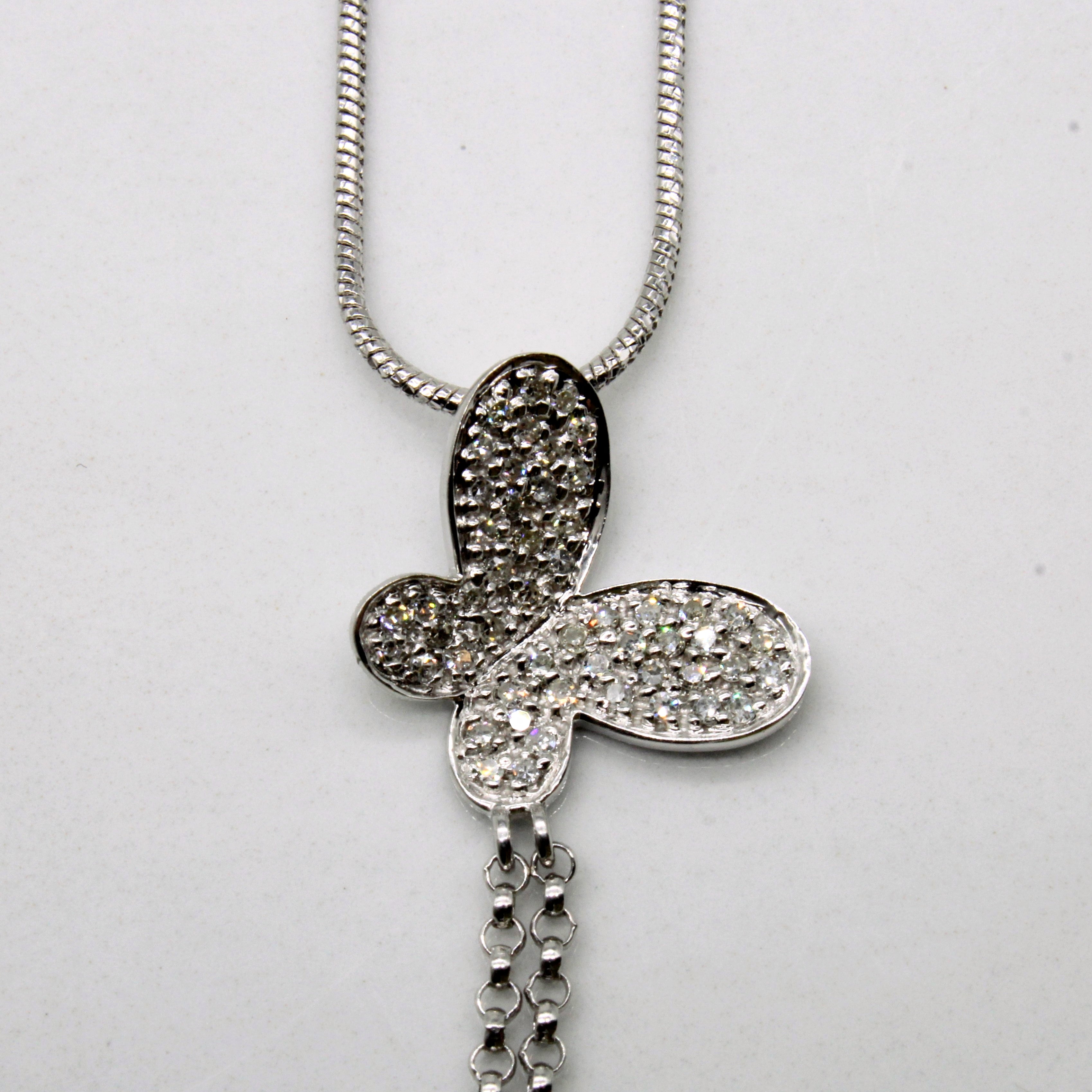 Diamond Butterfly Pendant & Necklace | 0.20ctw | 16" |