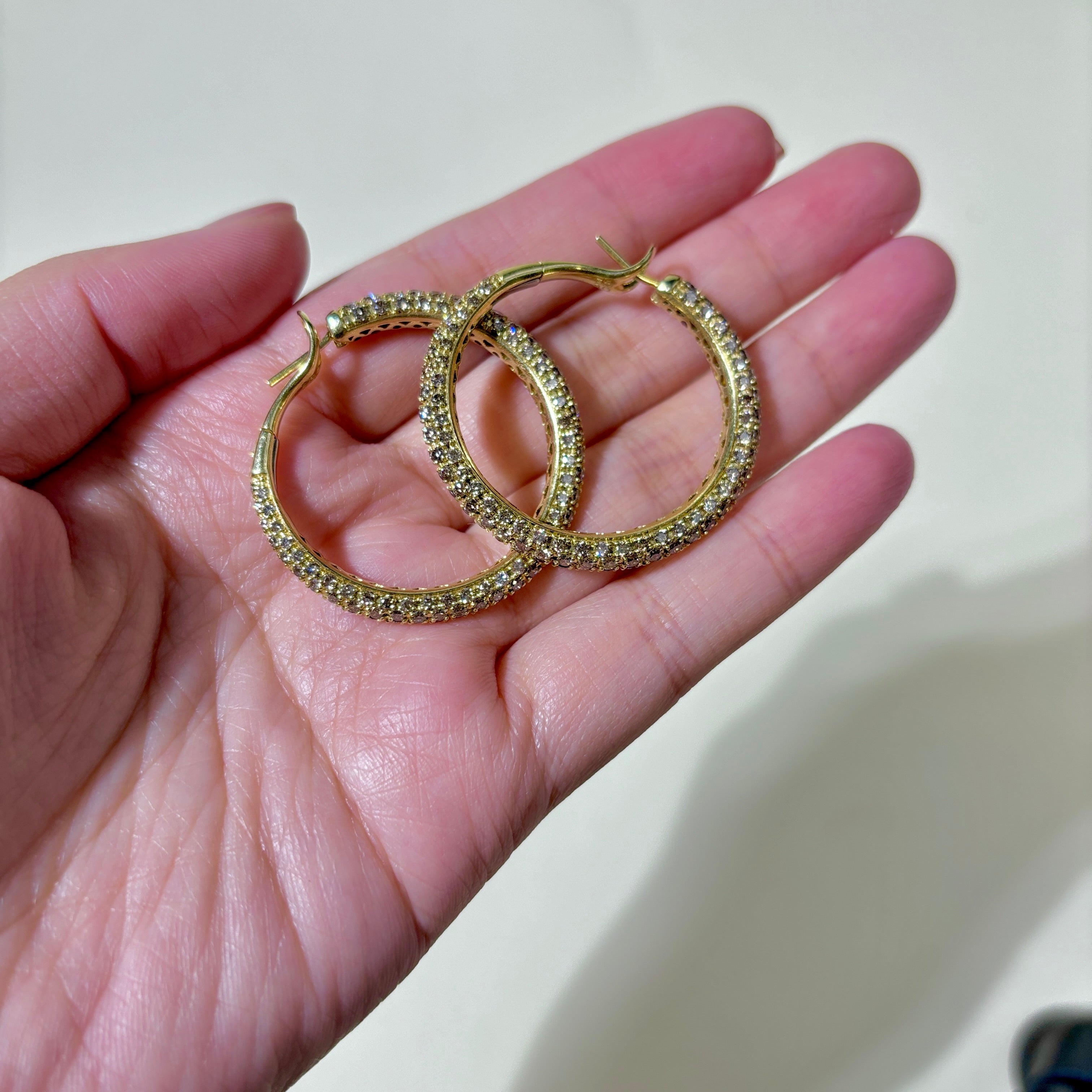 18K Yellow Gold Diamond Hoop Earrings | 5.97ctw |