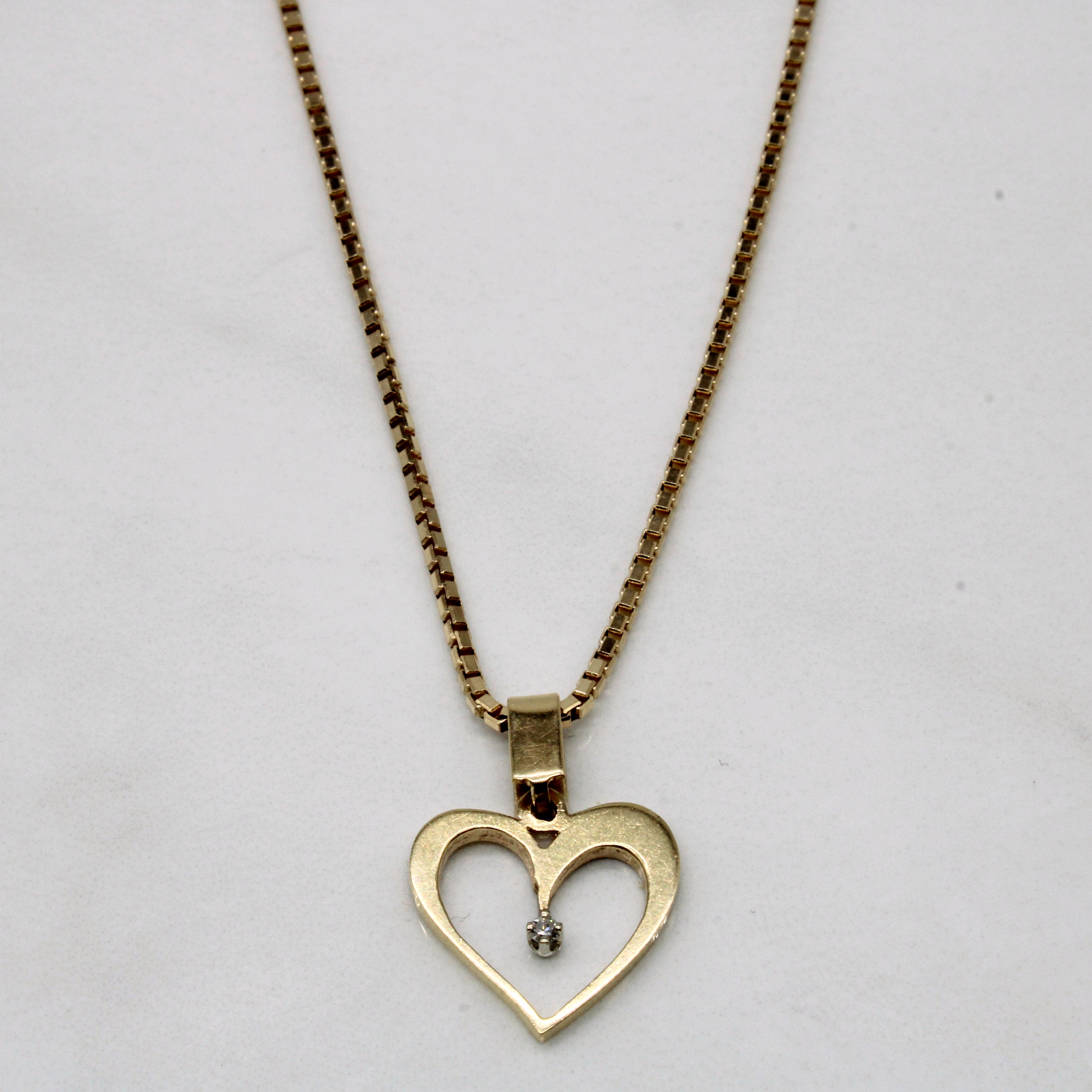 Diamond Heart Pendant Necklace | 0.01ct | 20" |