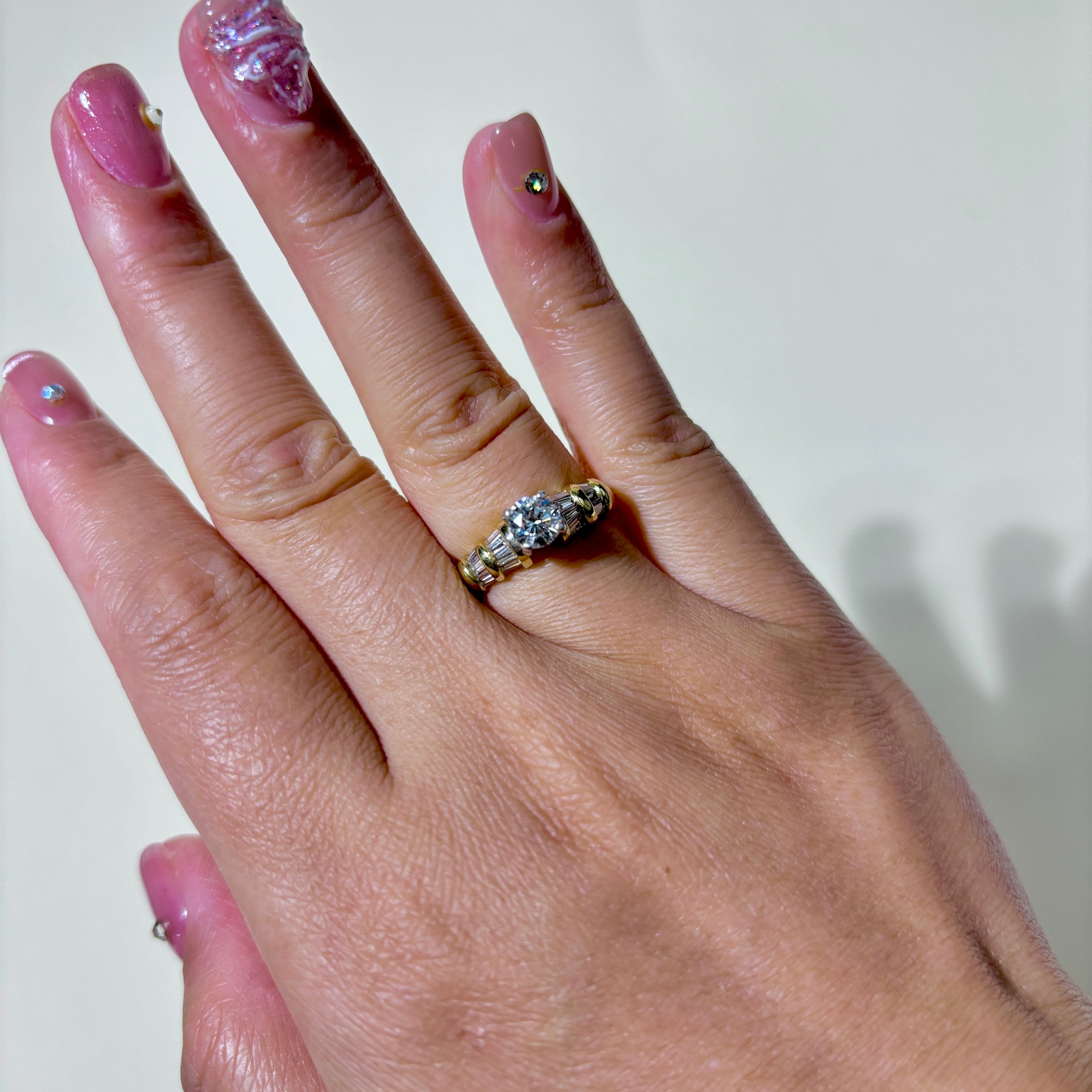18K Yellow Gold & Platinum Diamond Engagement Ring | 1.11ctw | SZ 6.5 |