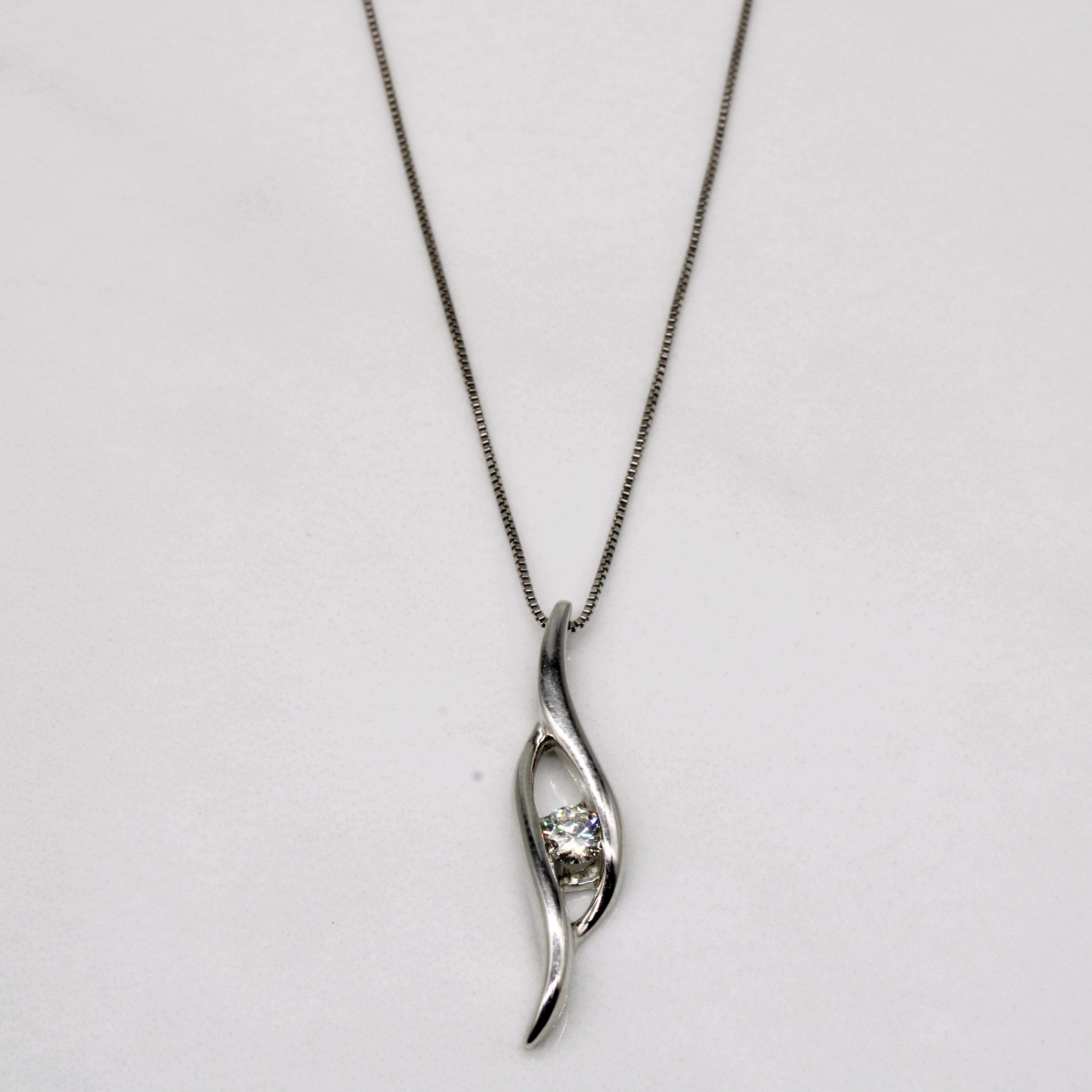 Diamond Bypass Pendant & 14k Necklace | 0.18ct | 18" |