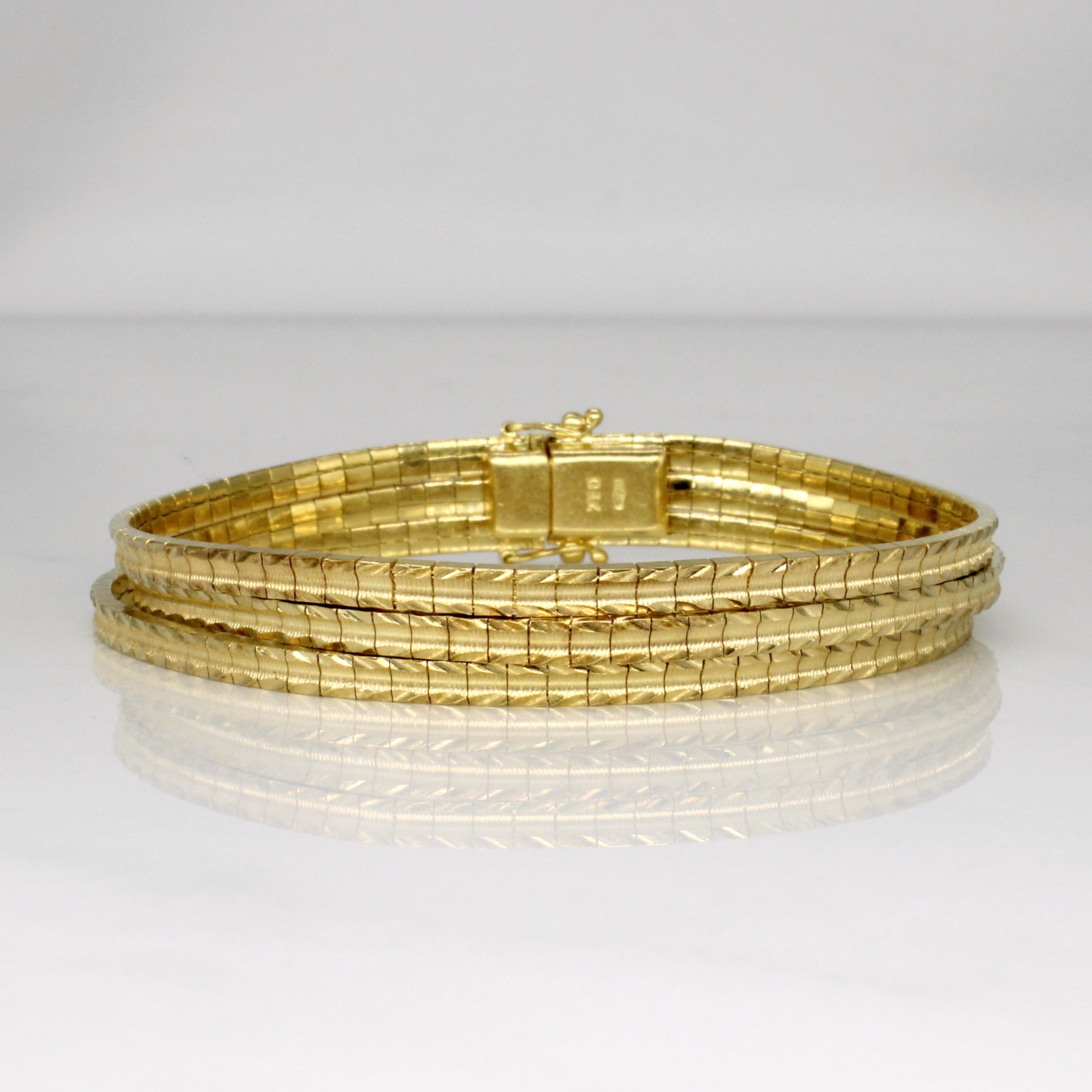 Bracelet vintage italien à plusieurs rangs en or jaune 18 carats | 7,5" |