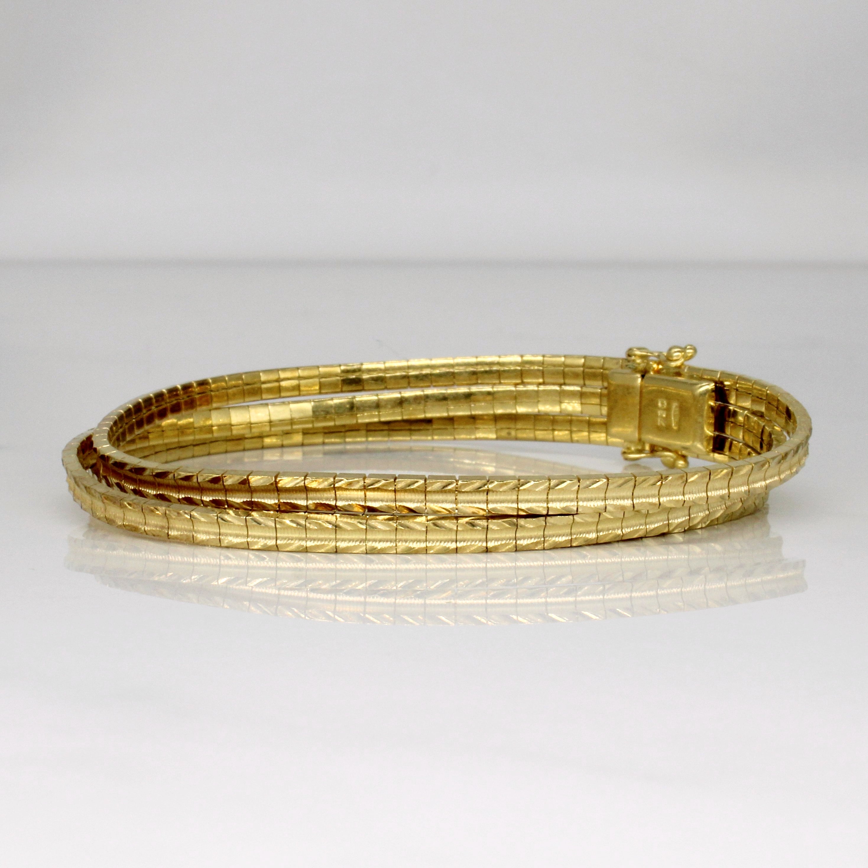Bracelet vintage italien à plusieurs rangs en or jaune 18 carats | 7,5" |