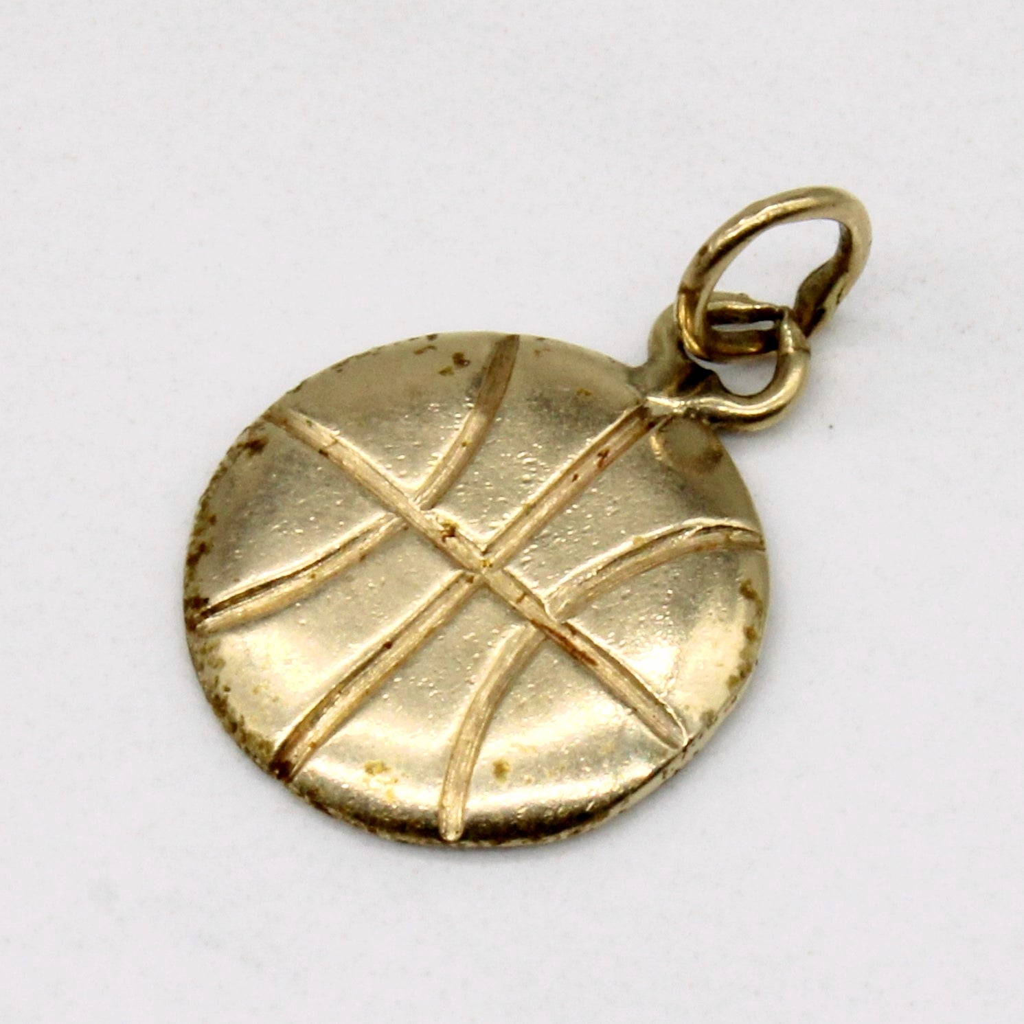 14k Yellow Gold Basket Ball Charm