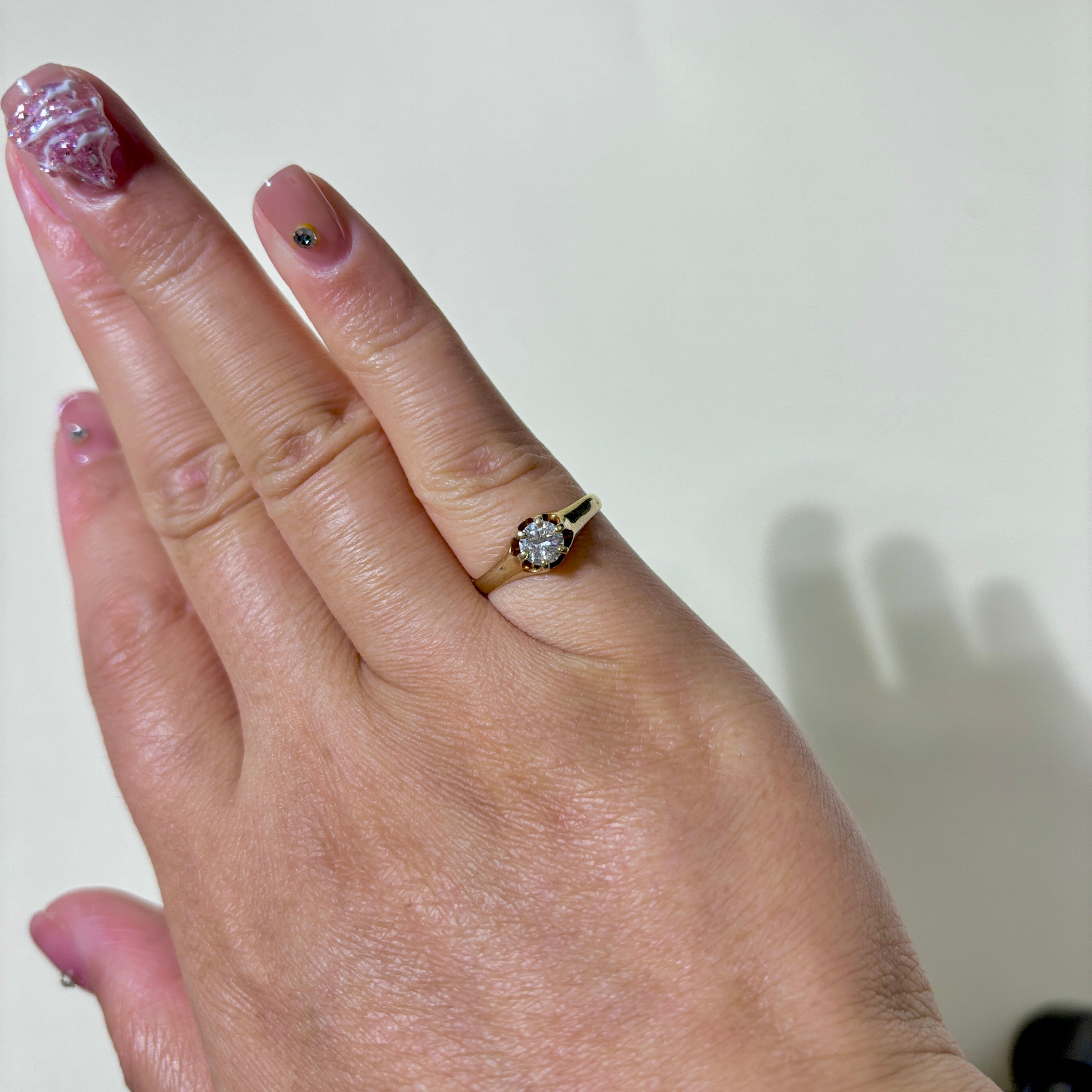 Vintage 14K Yellow Gold Solitaire Diamond Engagement Ring | 0.35ct | SZ 5.5 |