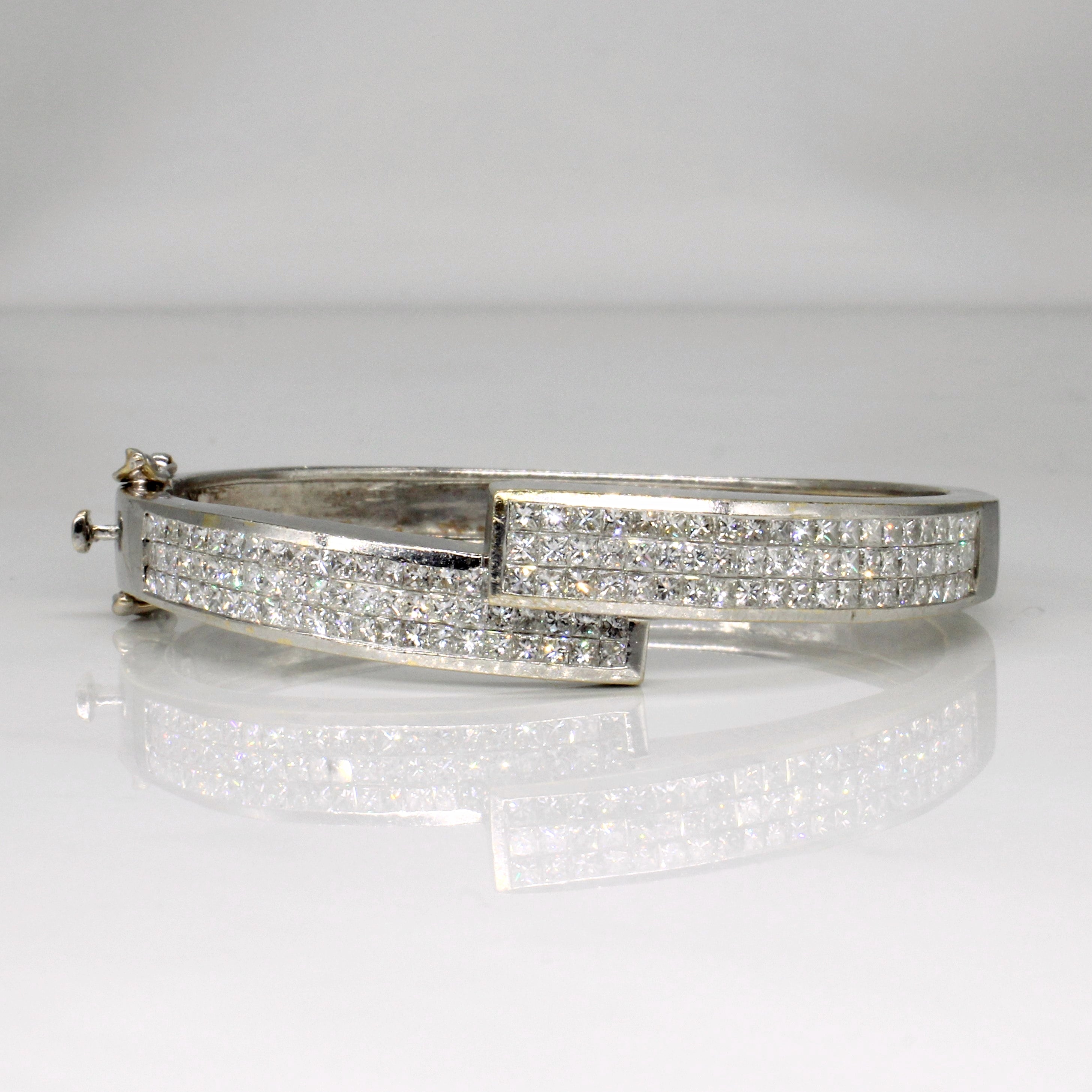 Bracelet jonc serti de diamants taille princesse | 2,40 ct | 6,5" |