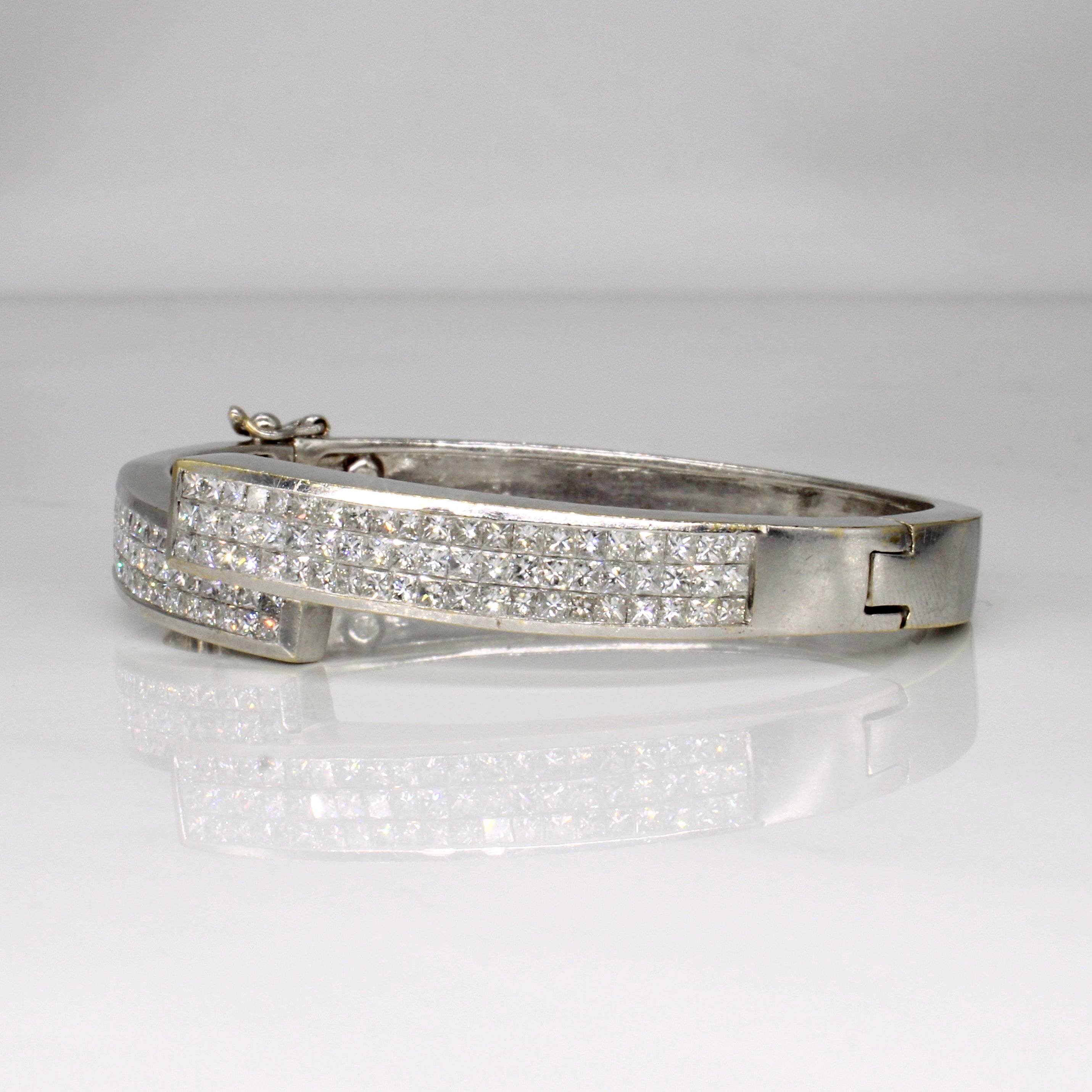 Bracelet jonc serti de diamants taille princesse | 2,40 ct | 6,5" |