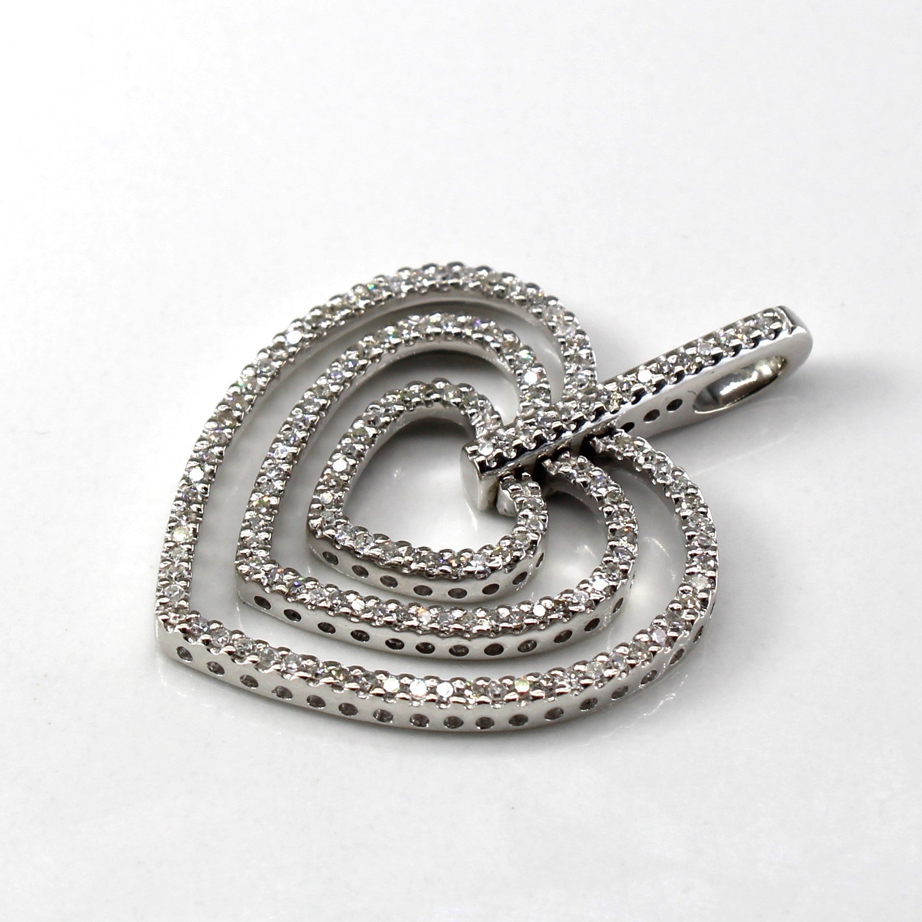 Pave Set Diamond Multi Row Heart Pendant | 0.38ctw |