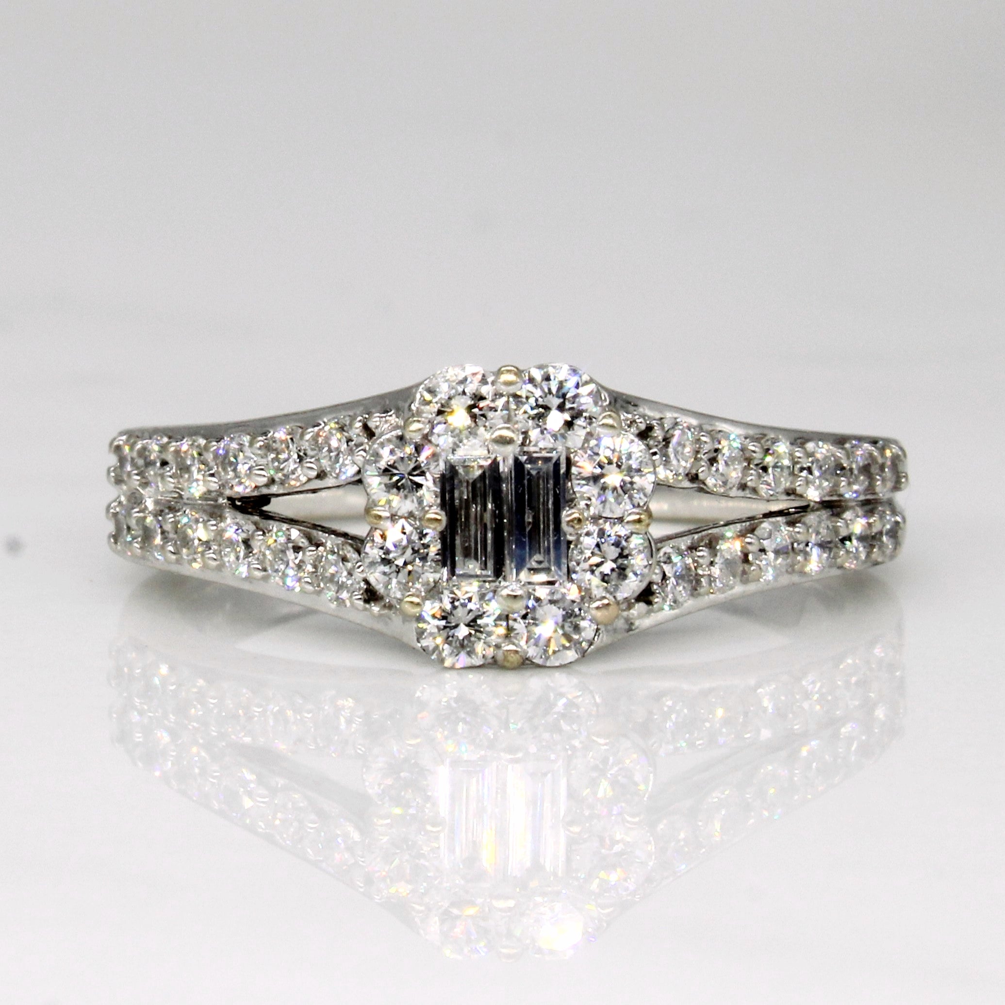 Bague de fiançailles sertie de diamants en grappe | 0,93 ct | Taille 8,25 |