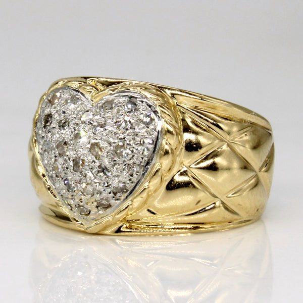Diamond Pave Heart Ring | 0.30ctw | SZ 6 |