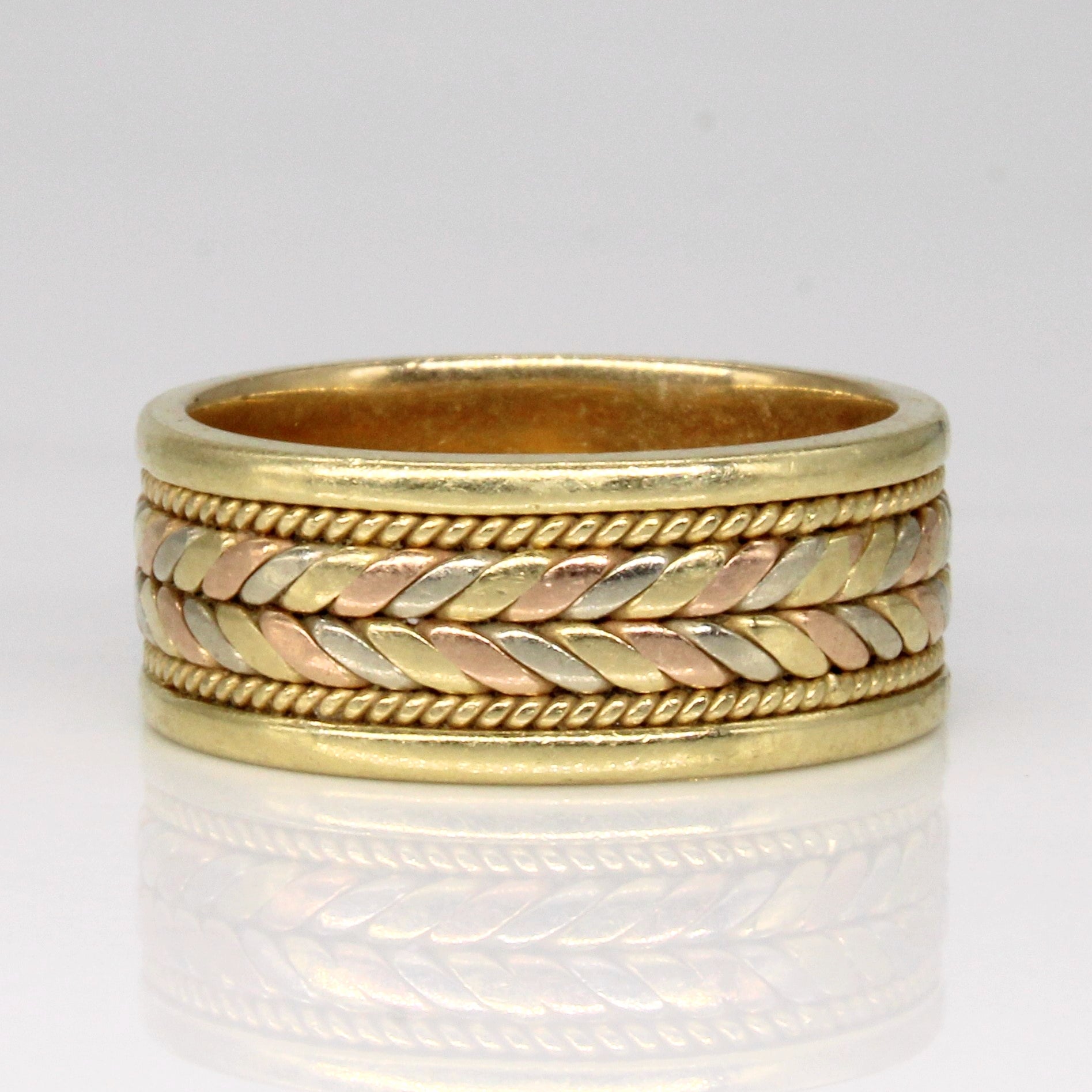Bague tressée en or tricolore 14 carats | Taille 6,75 |