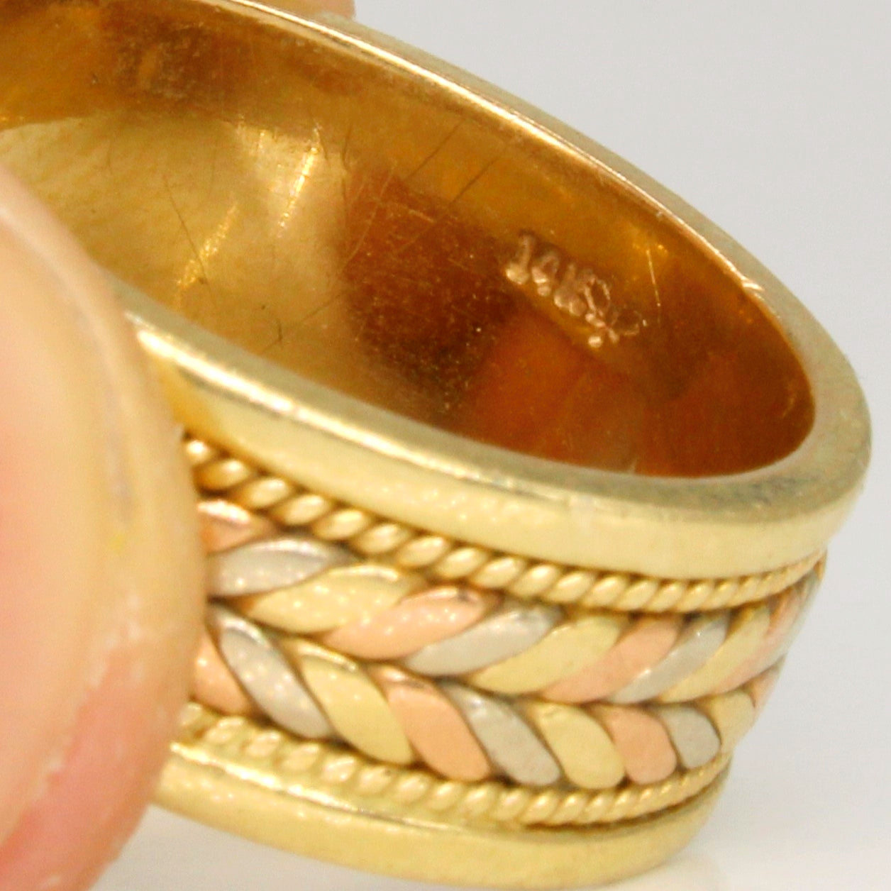 Bague tressée en or tricolore 14 carats | Taille 6,75 |