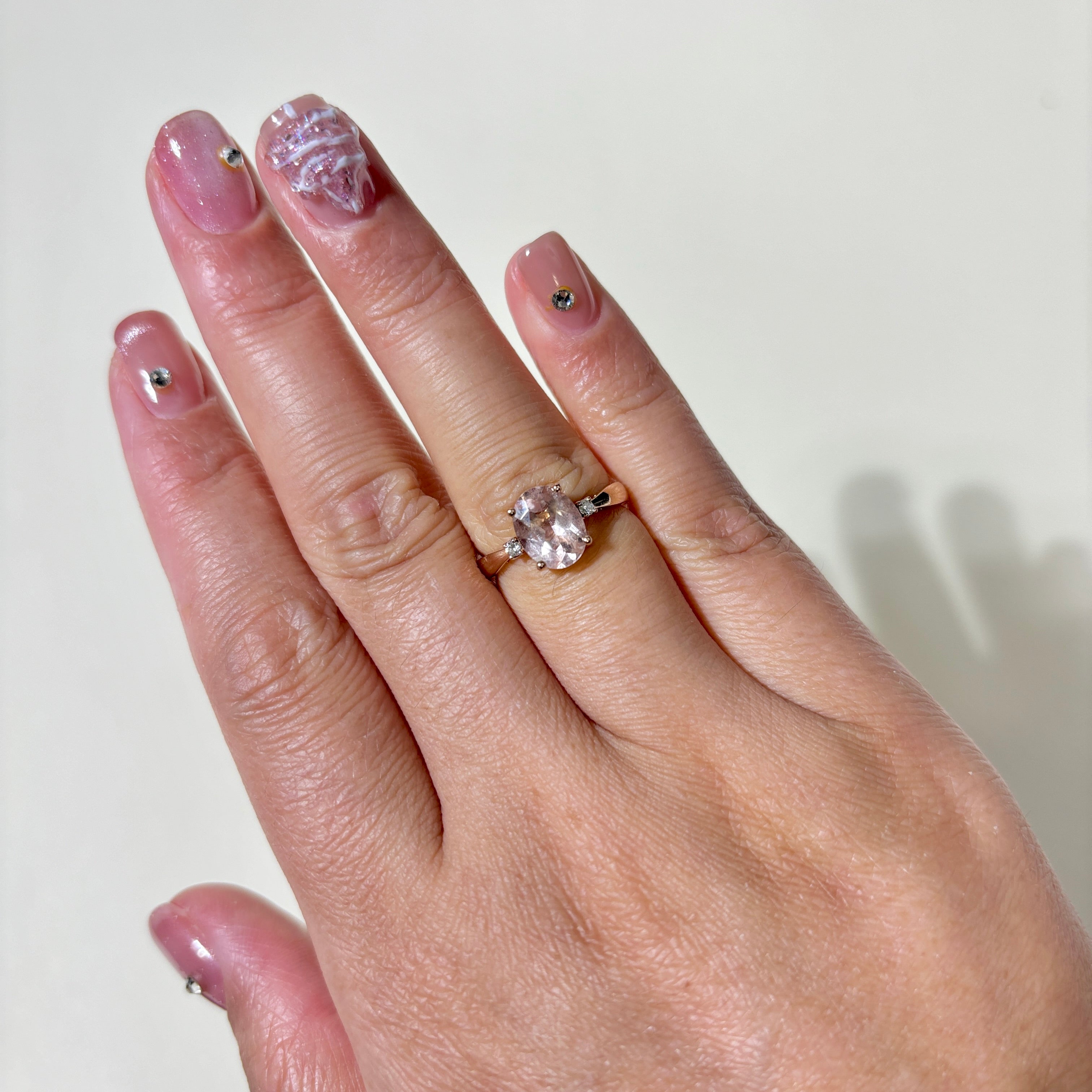 14K Rose Gold Morganite & Diamond Ring | 1.50ct, 004ctw | SZ 4.75 |