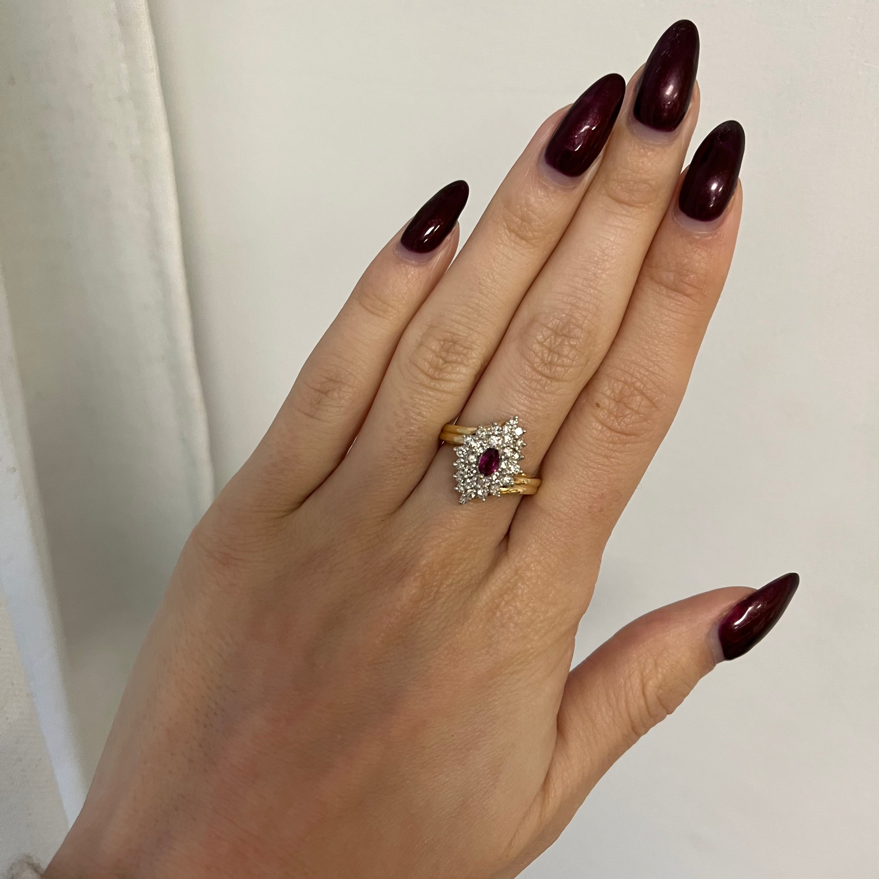 Diamond & Ruby Cluster Ring | 0.40ctw, 0.20ct | SZ 5.25 |