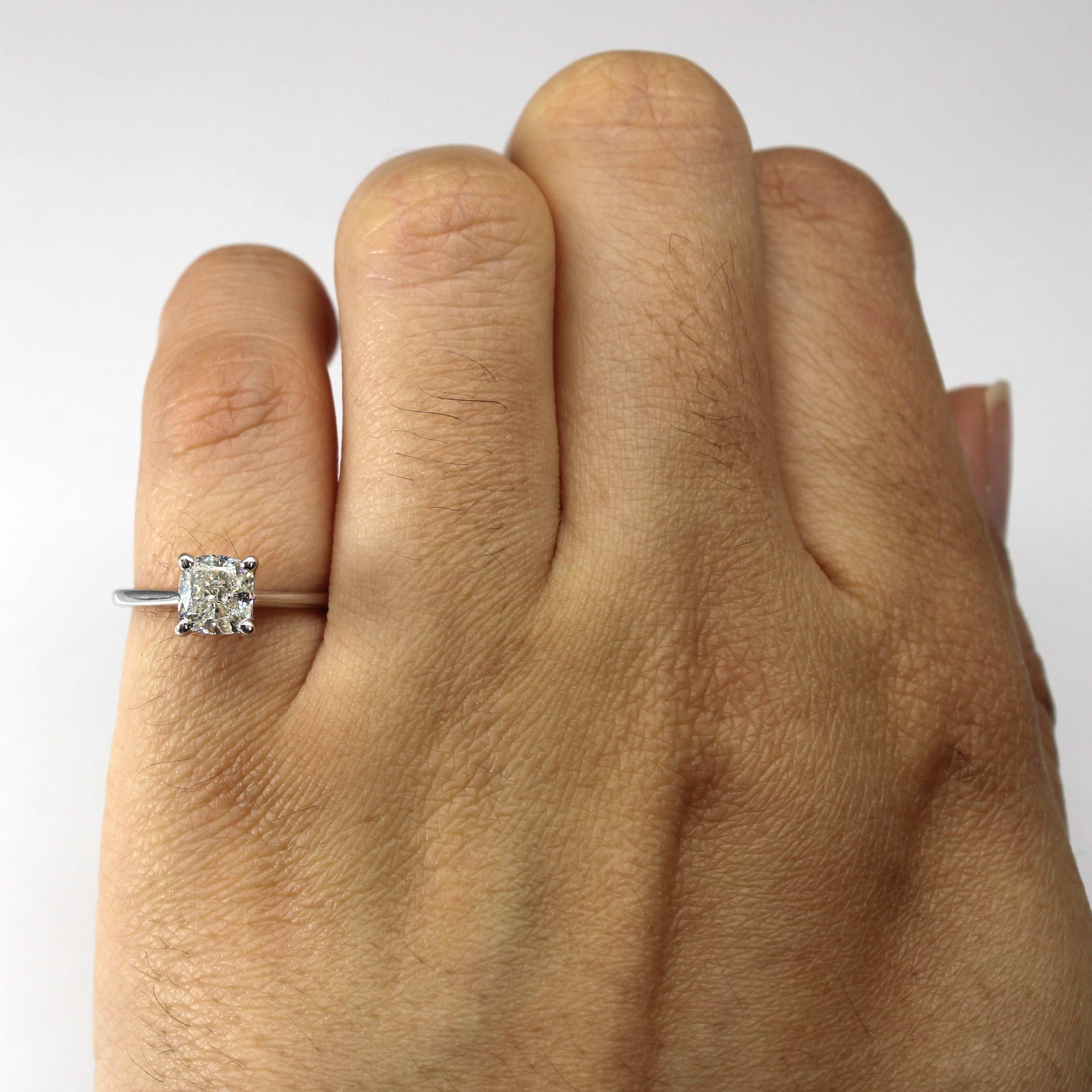 Solitaire Cushion Diamond Engagement Ring | 1.00ct SI2 J | SZ 3.5 |