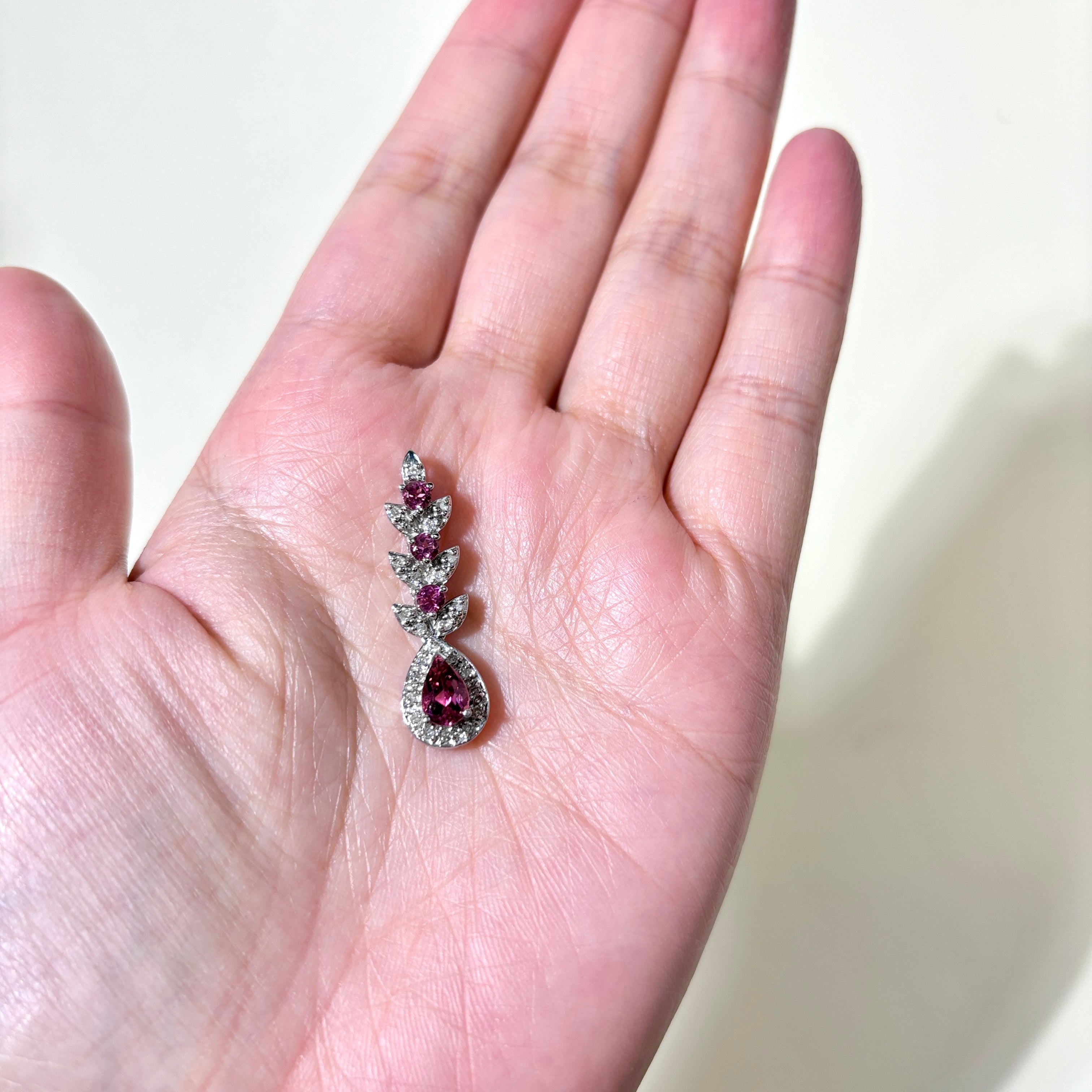 14K White Gold Pink Tourmaline & Diamond Pendant | 0.68ct, 0.71ctw |