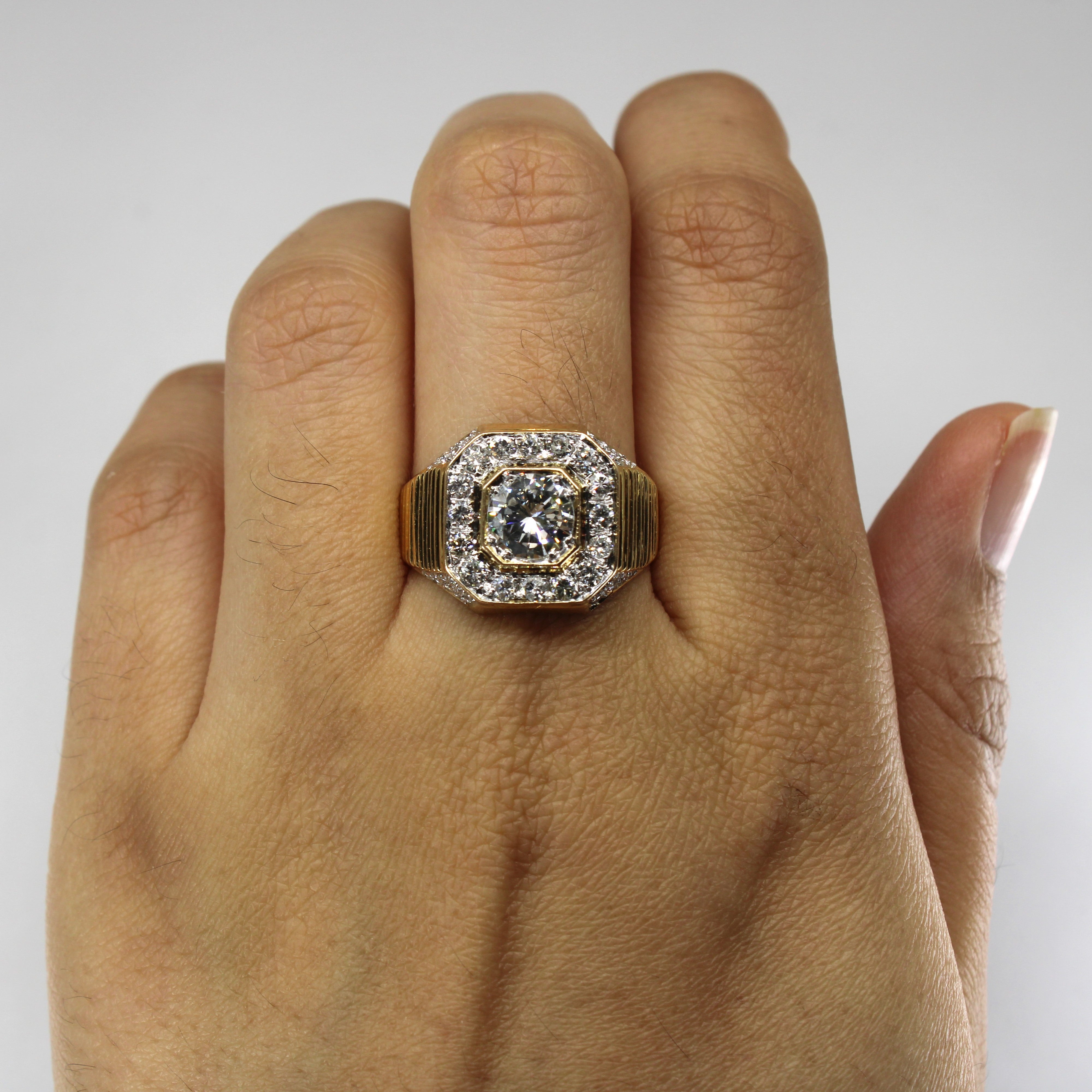 Textured Grid Diamond Ring | 1.70ctw VS1 H | SZ 10 |