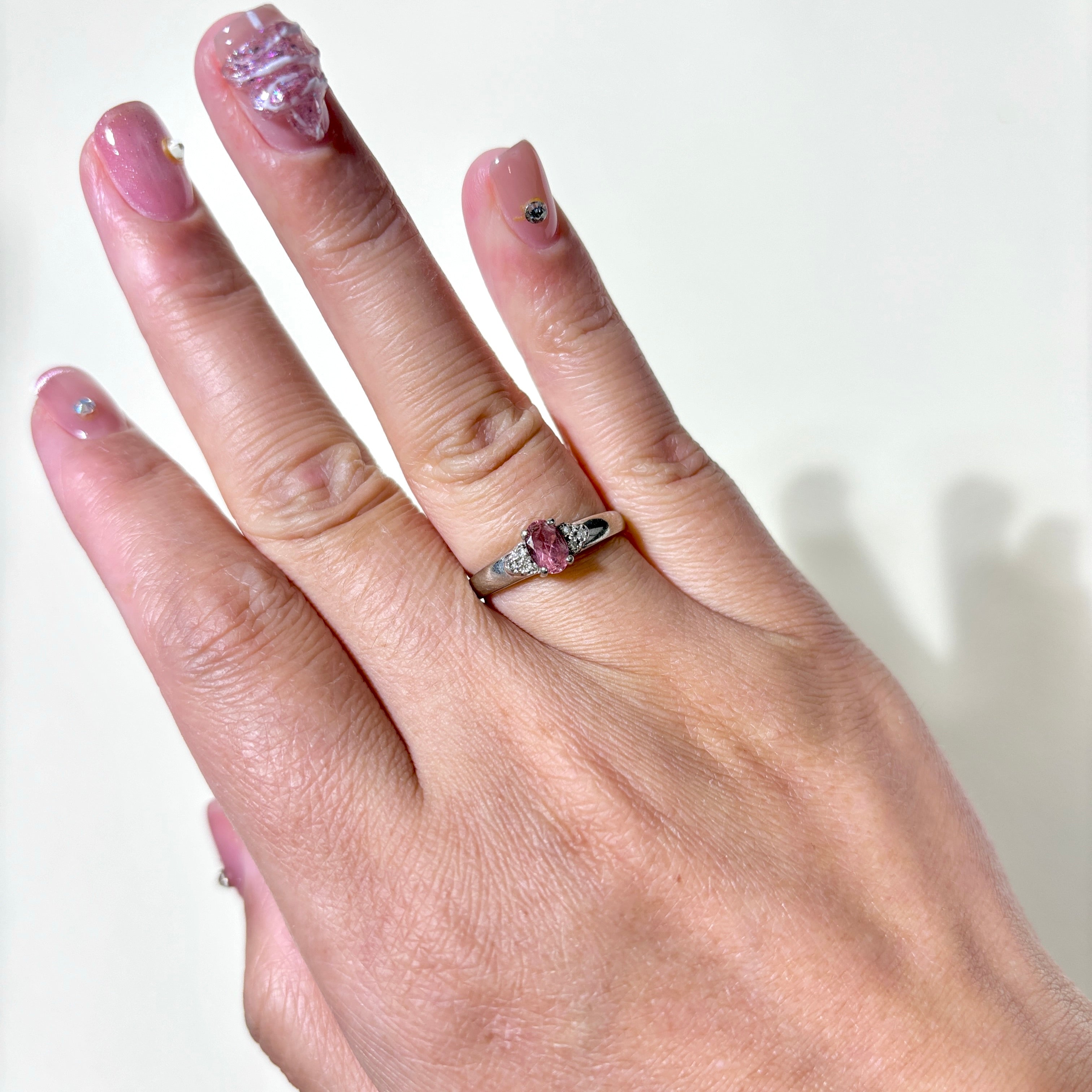 10K White Gold Pink Tourmaline & Diamond Ring | 0.45ctw, 0.03ctw | SZ 6.5 |