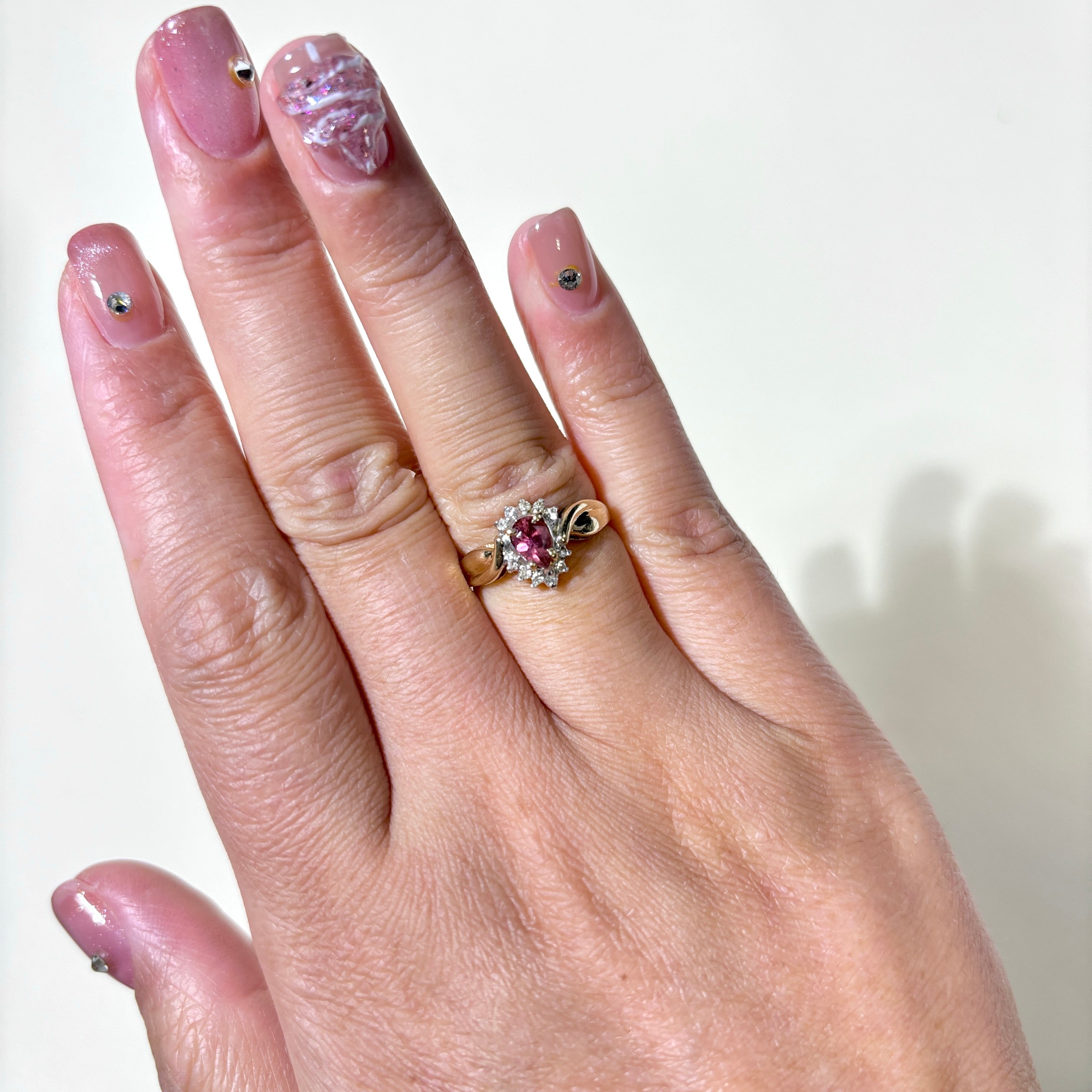 10K Yellow Gold Pink Tourmaline & Diamond Ring | 0.38ct, 0.06ctw | SZ 5.75 |