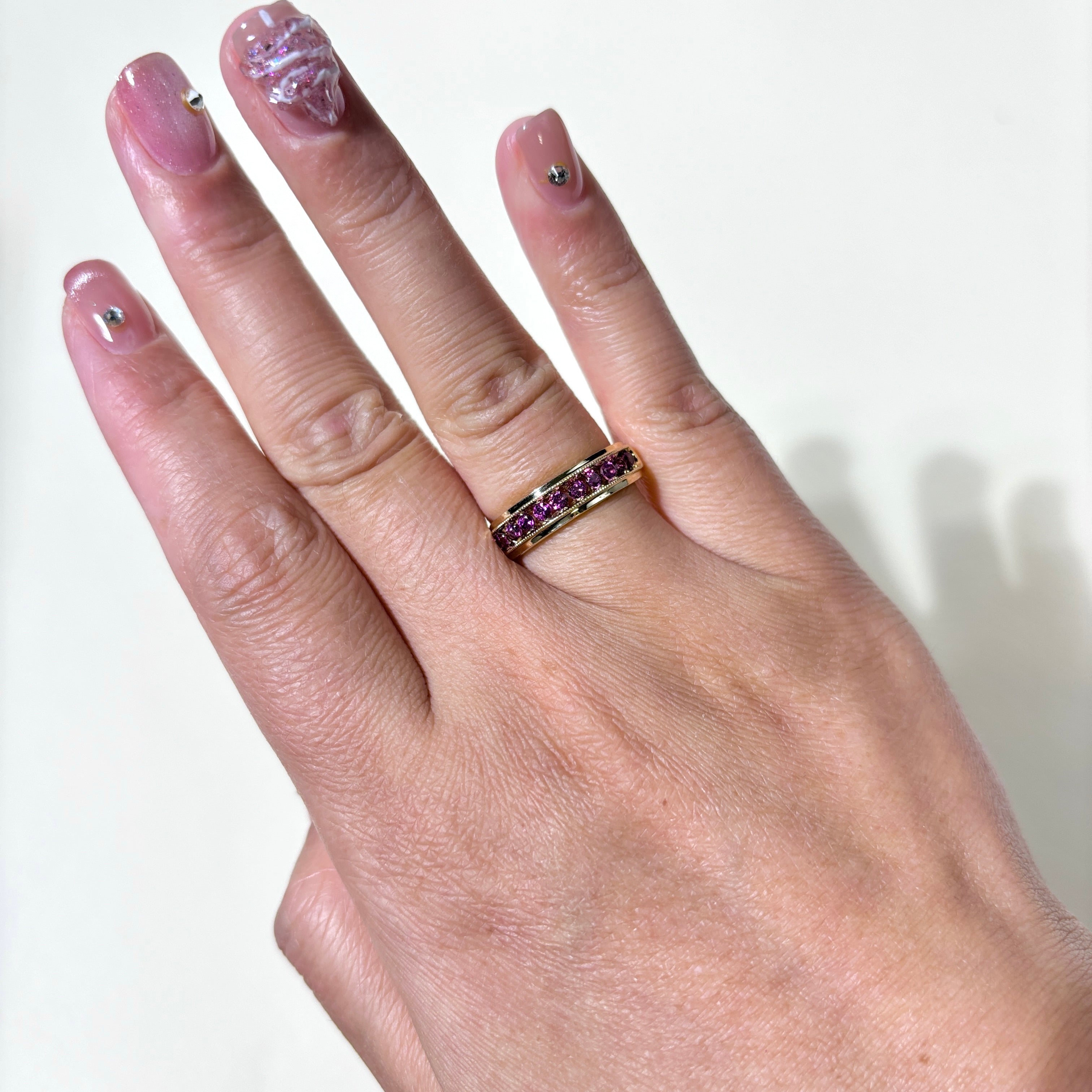 Bague en or jaune 10 carats et tourmaline rose | 0,30 ct | Taille 6,5 |